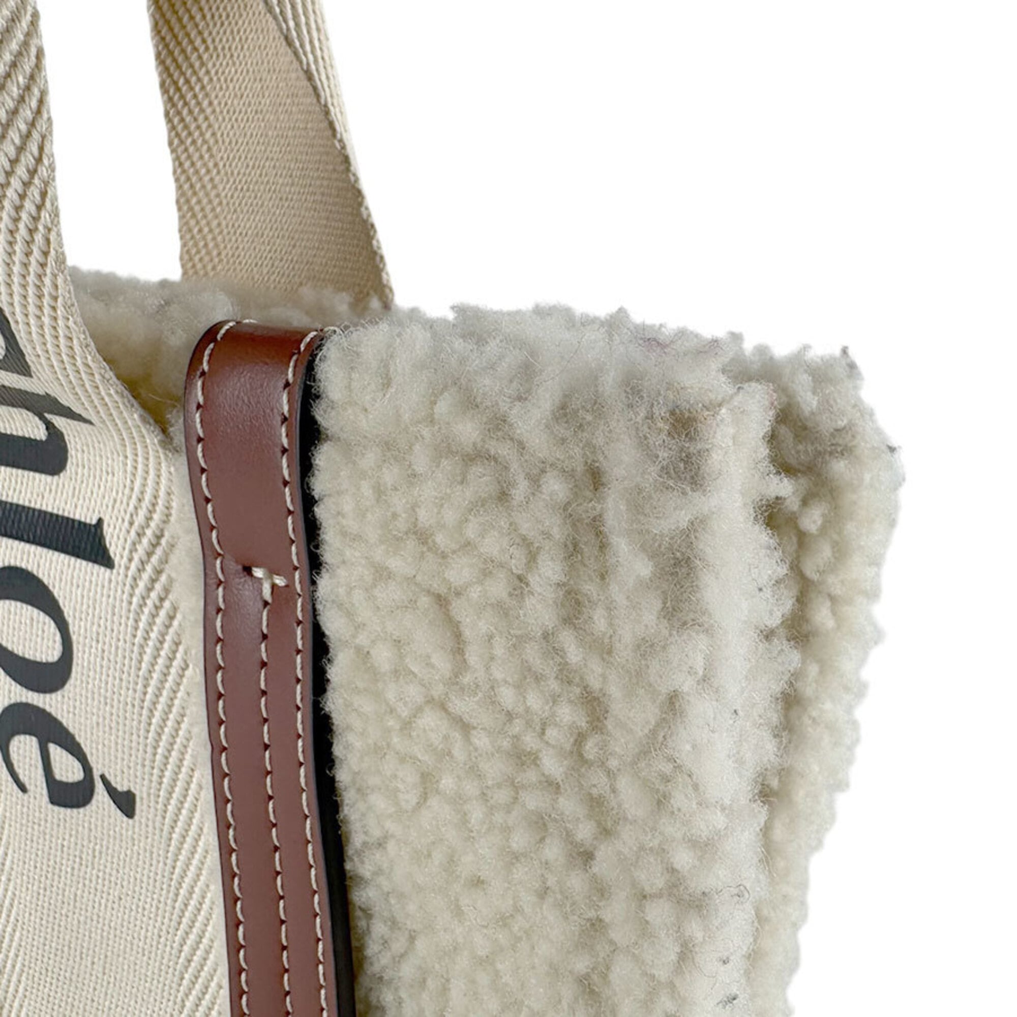 Chloé Brown Ivory Leather Fur Handbag Shoulder Bag (Pre-Owned)