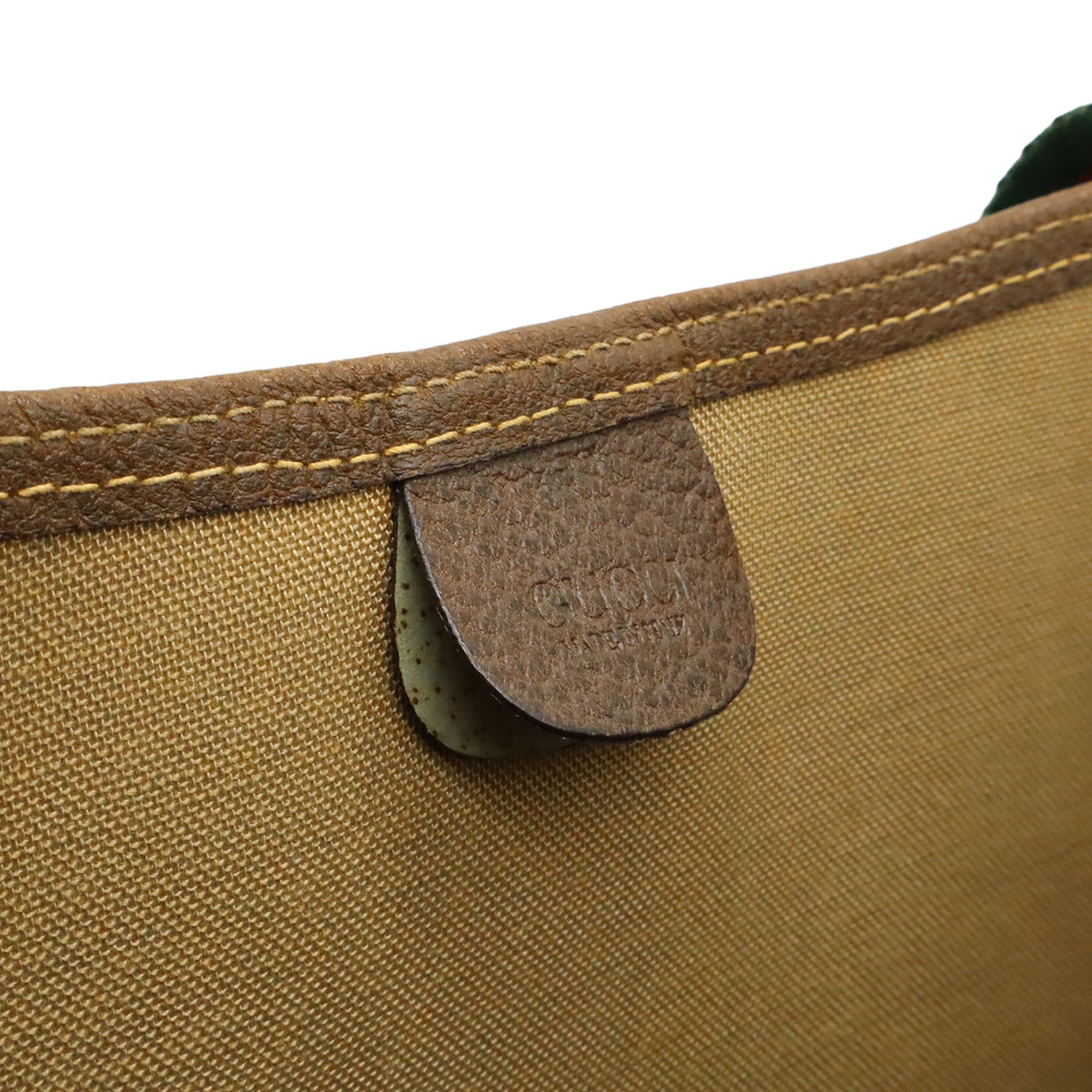 Gucci Beige Brown Green Red Color Pvc Leather Shoulder Bag Tote Bag (Pre-Owned)