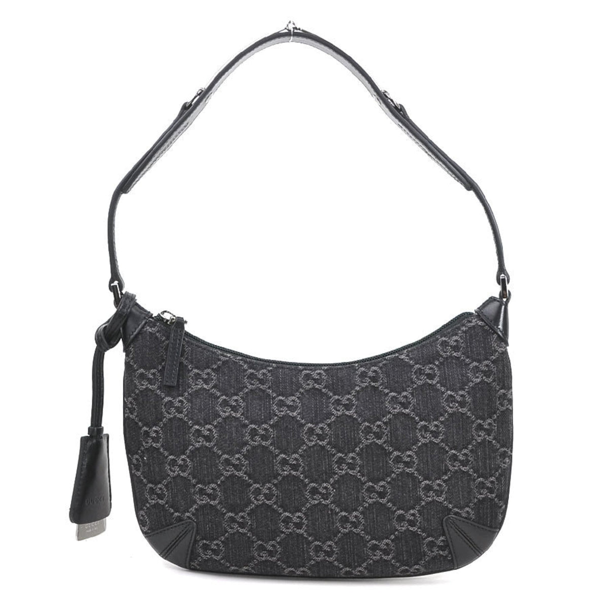 Gucci Black Denim Leather Shoulder Bag (Pre-Owned)