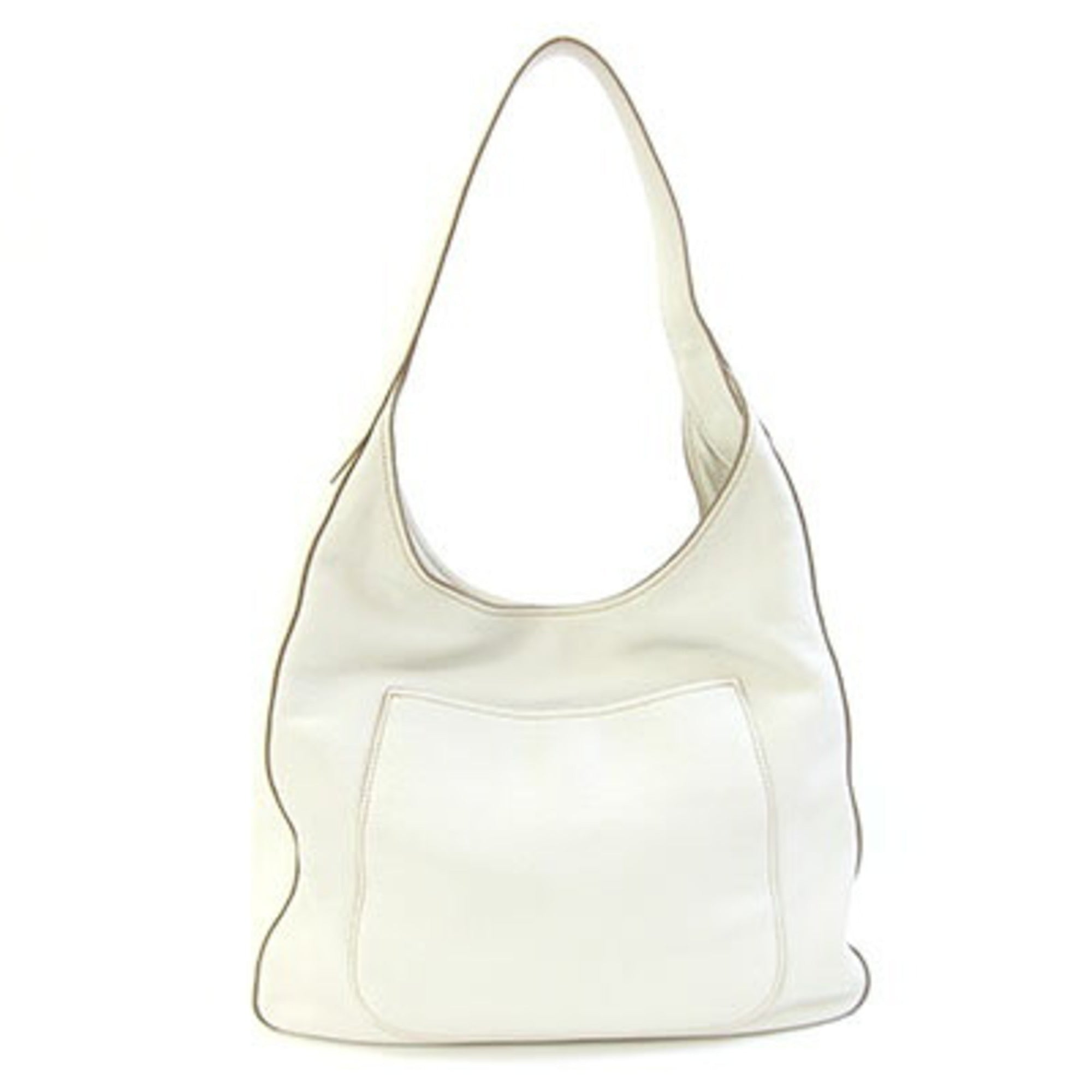 Prada Off-White Talco Leather Shoulder Bag (Pre-Owned)