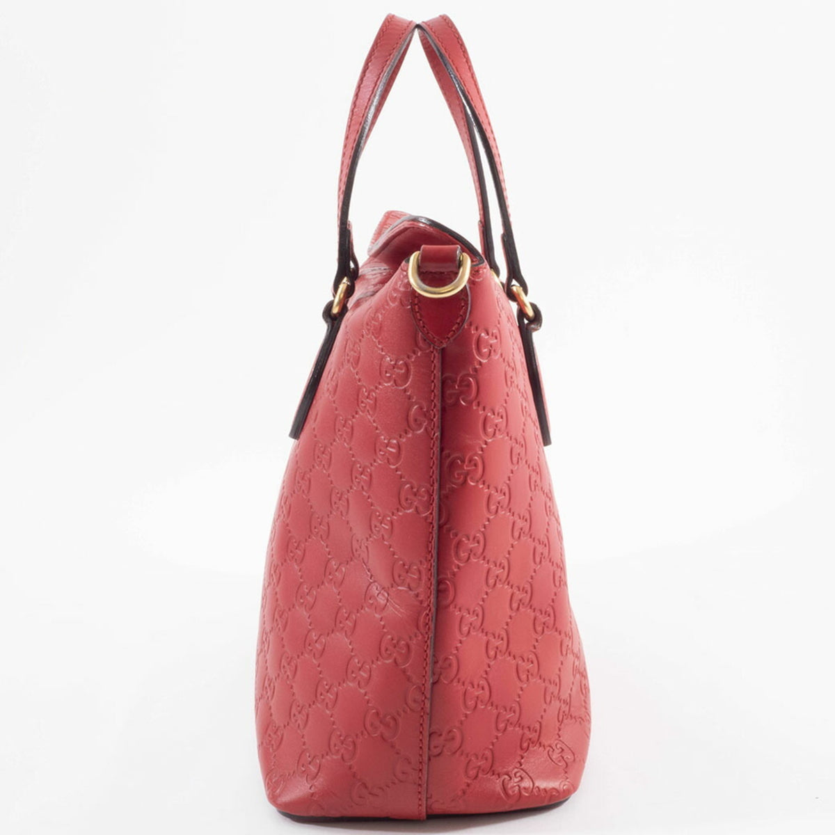 Gucci Red Color Leather Tote Bag (Pre-Owned)