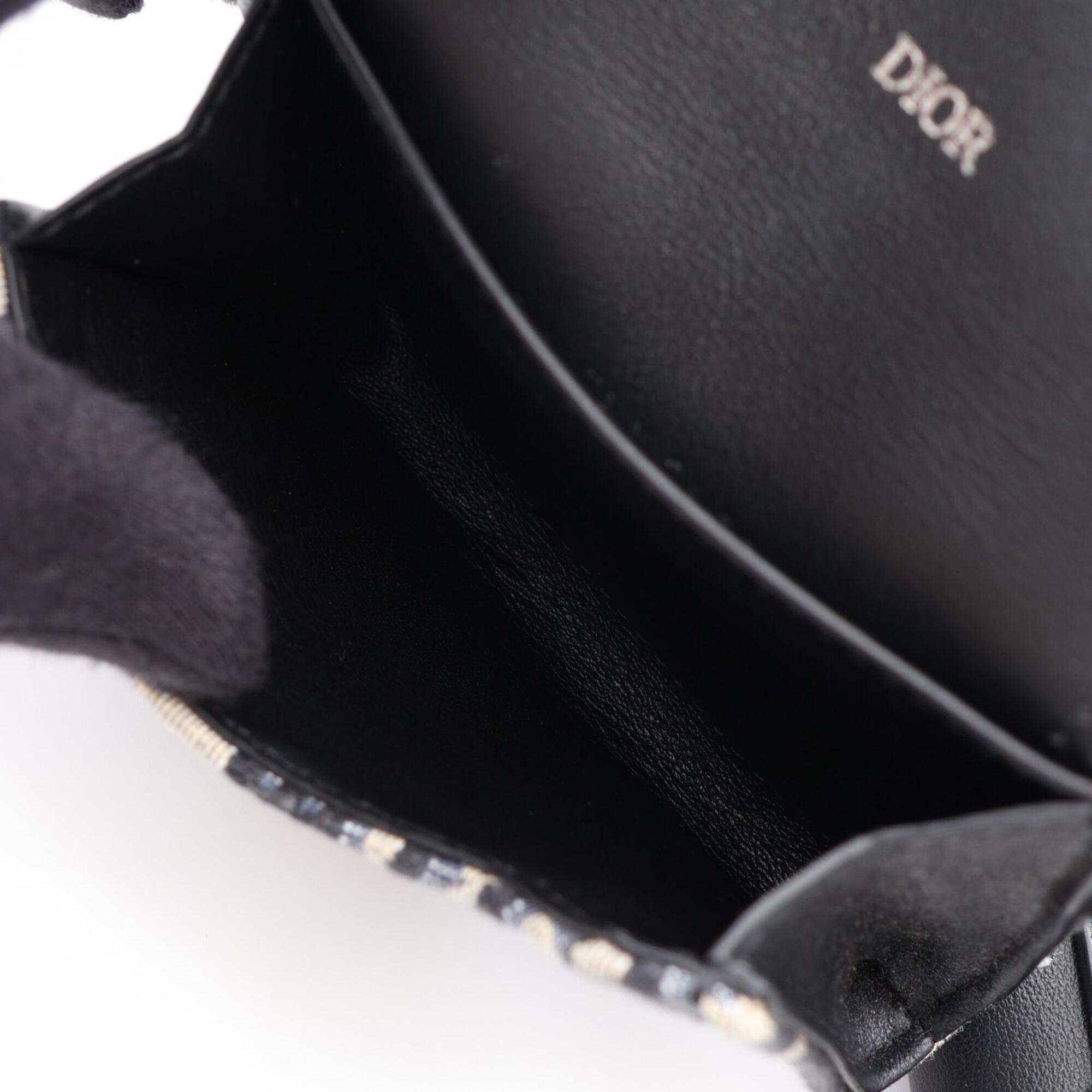 Christian Dior Beige Black Navy Canvas Leather Handbag Shoulder Bag (Pre-Owned)