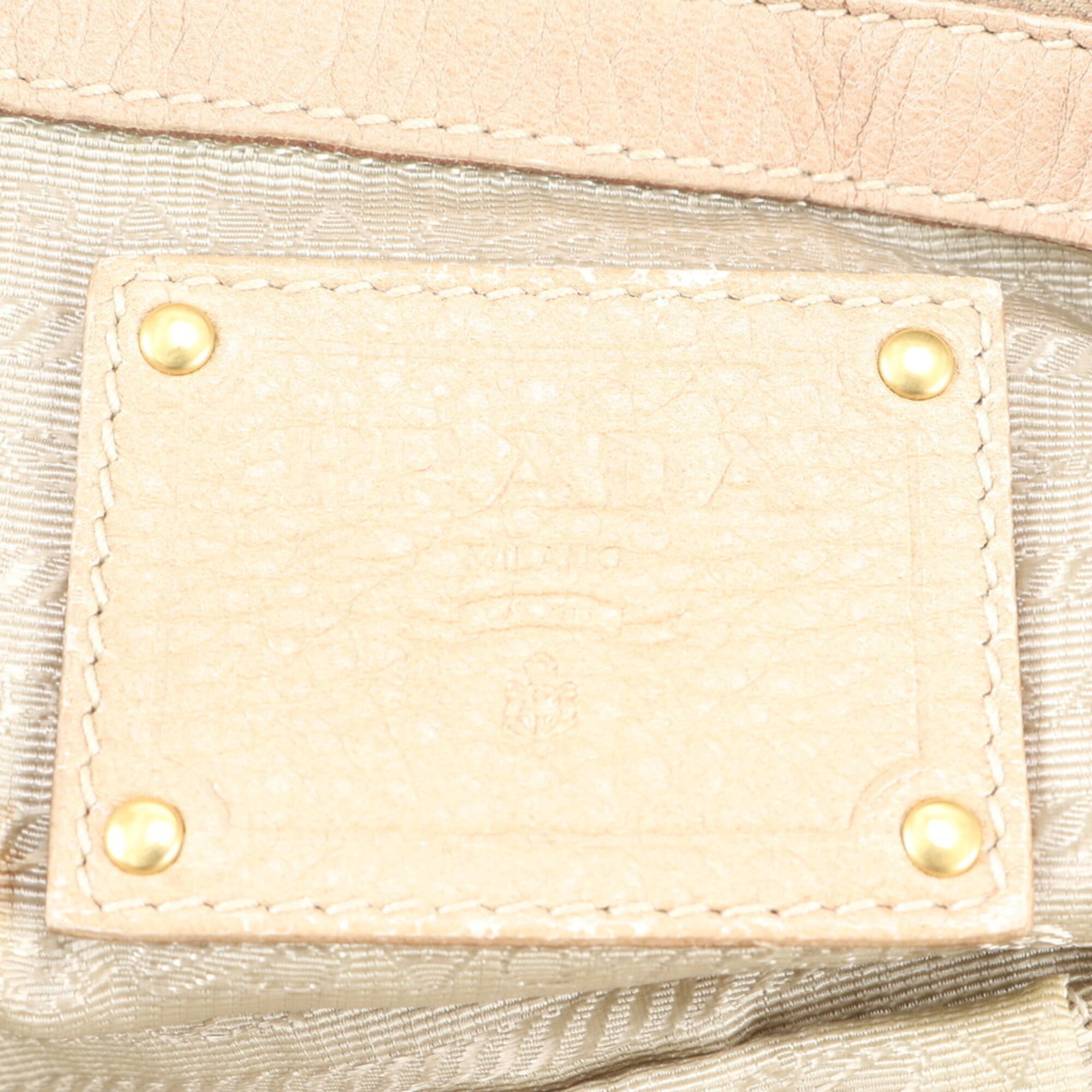 Prada Beige Leather Handbag Tote Bag (Pre-Owned)