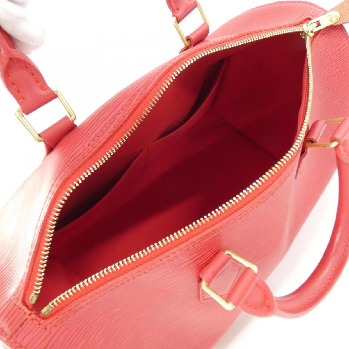 Louis Vuitton Rouge Leather Boston Bag (Pre-Owned)