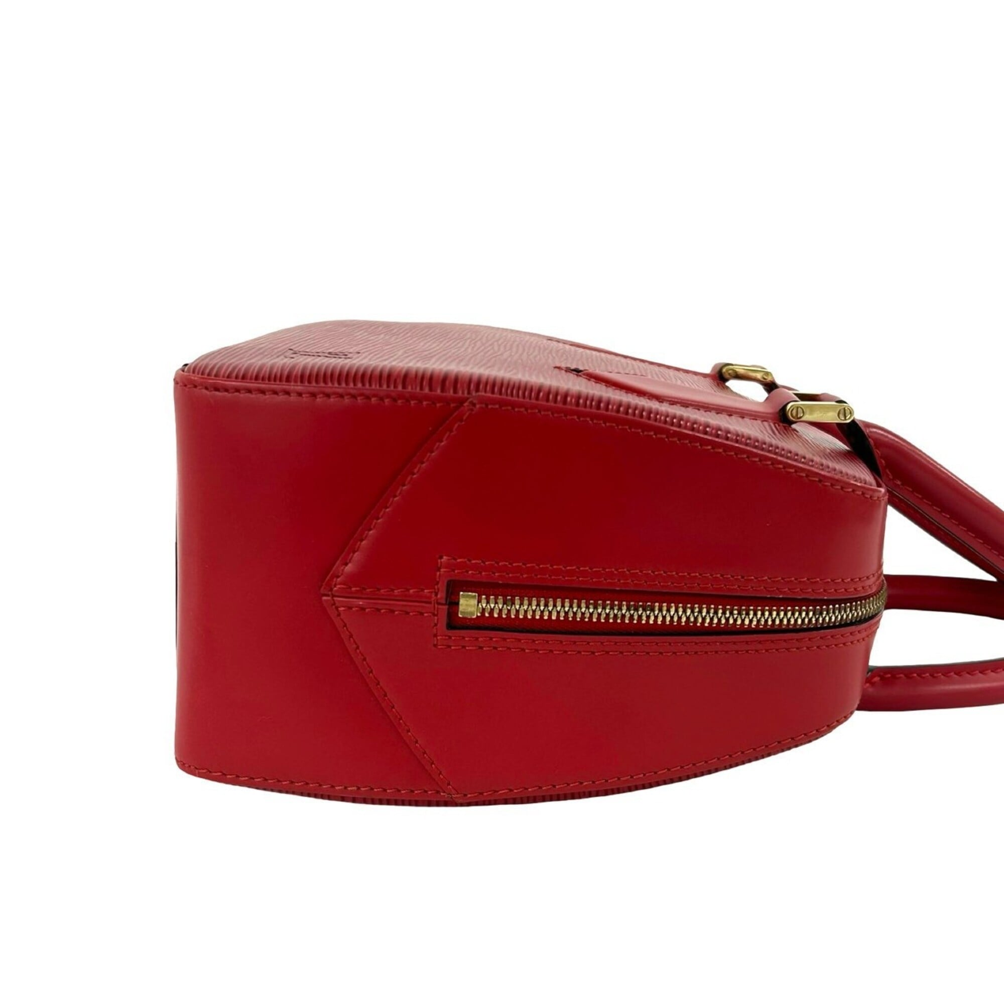 Louis Vuitton Red Color Leather Boston Bag Handbag (Pre-Owned)