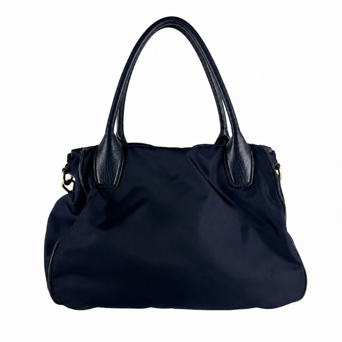 Prada Navy Nylon Leather Handbag Shoulder Bag (Pre-Owned)