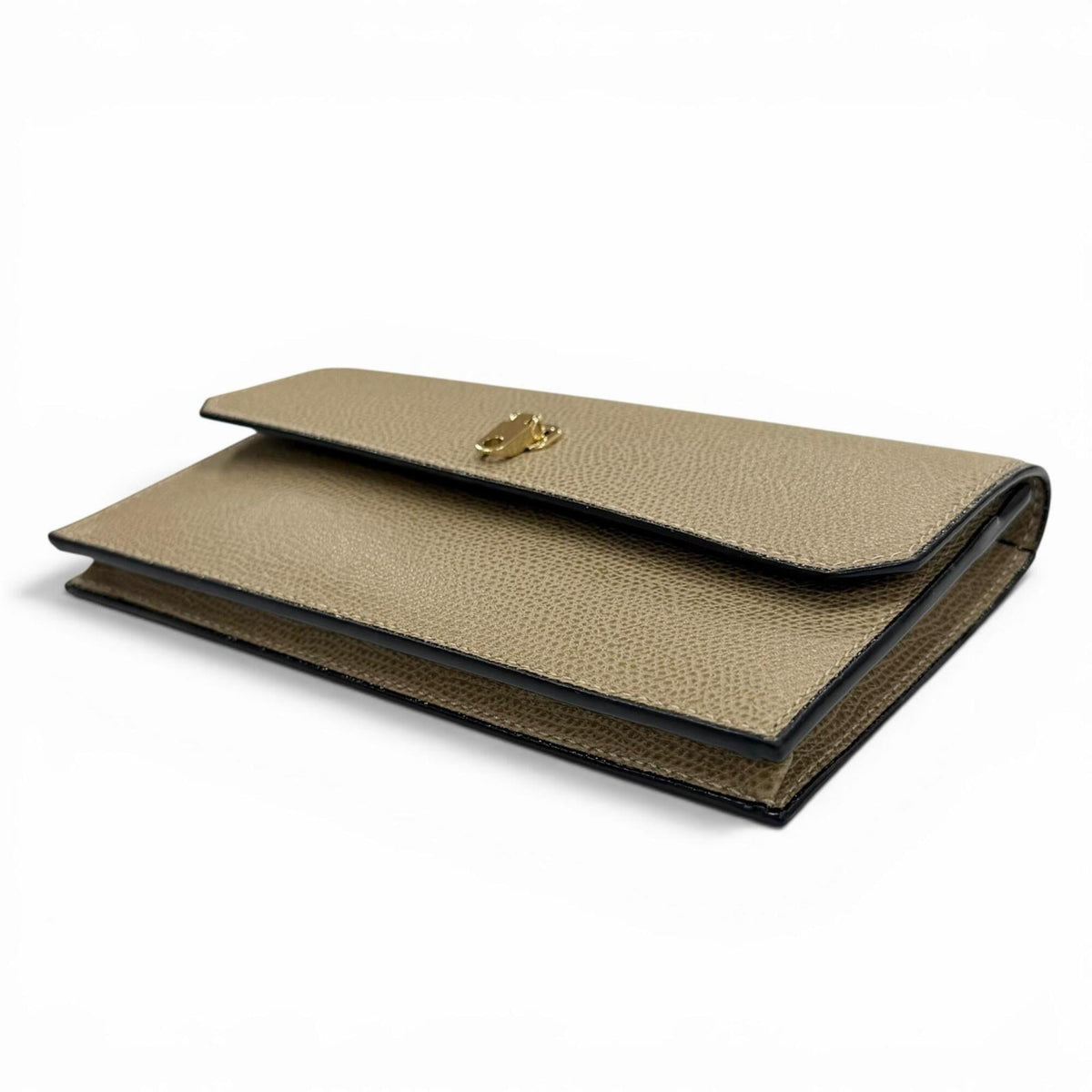 Valextra Grayish Leather Long Wallet (Bi-Fold) (Pre-Owned)