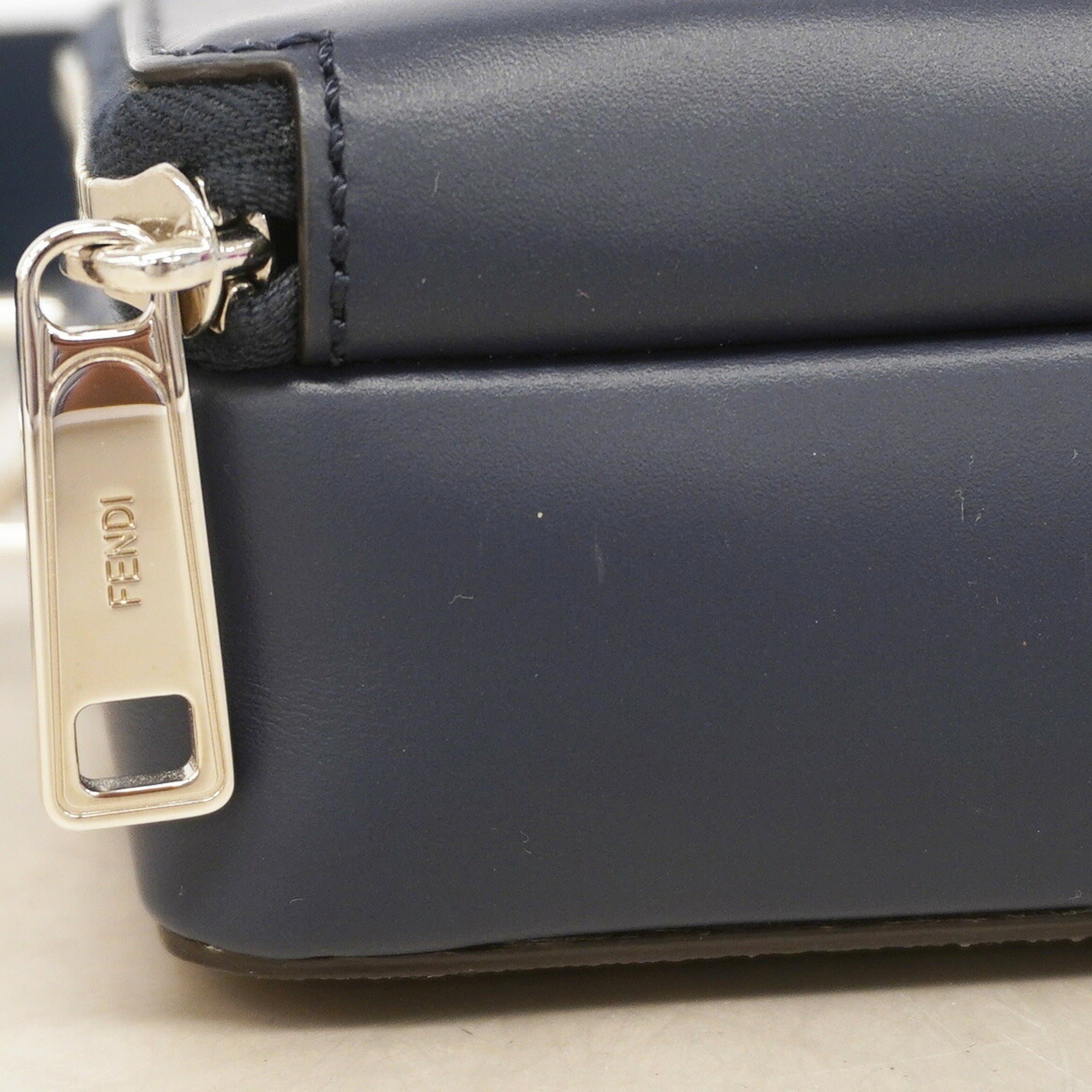 Fendi Khaki Navy Pvc Leather Shoulder Bag (Pre-Owned)