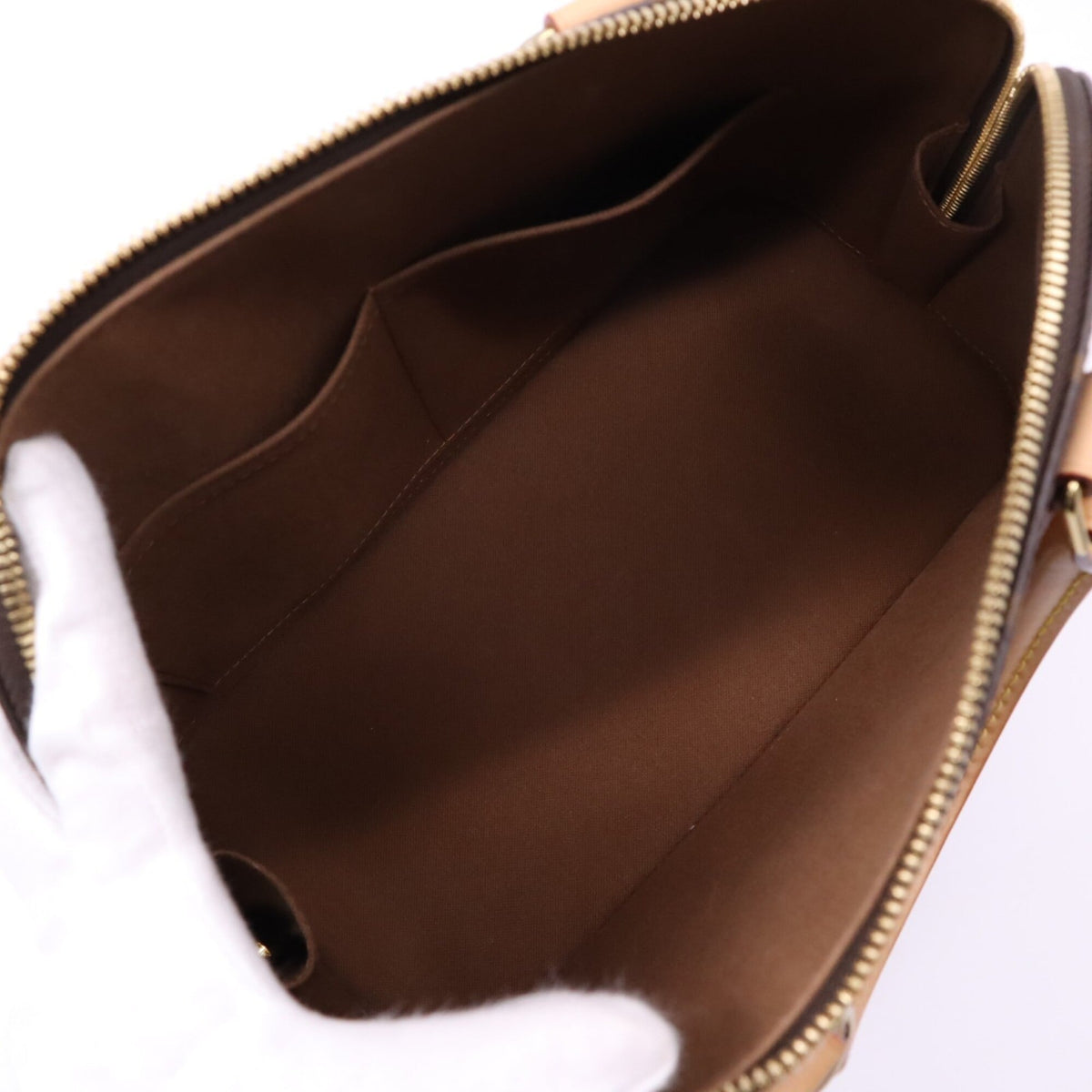 Louis Vuitton Beige Brown Coated Canvas Leather Handbag (Pre-Owned)