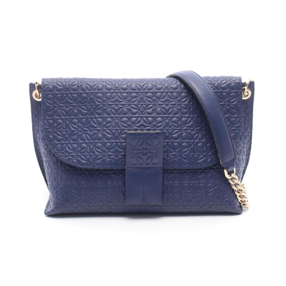 Loewe Navy Leather Handbag Shoulder Bag (Pre-Owned)