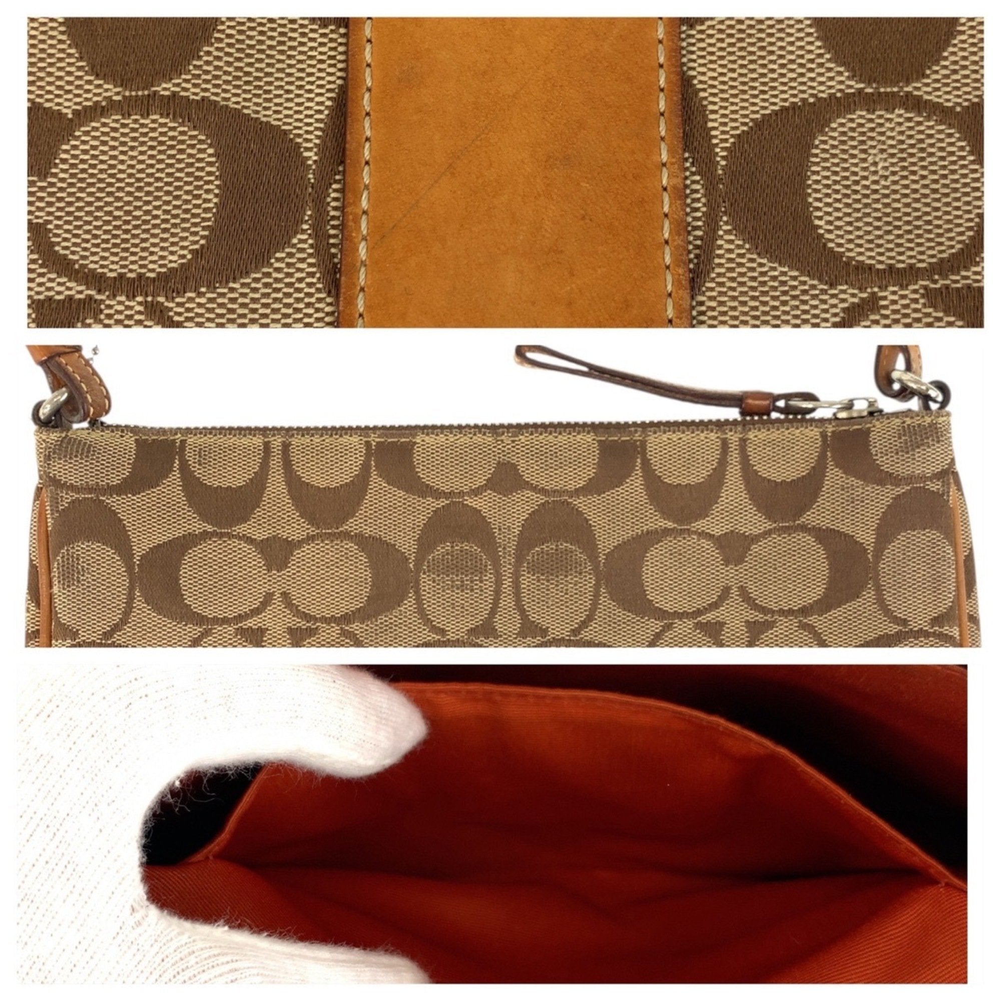 Coach Beige Camel Canvas Leather Shoulder Bag (Pre-Owned)