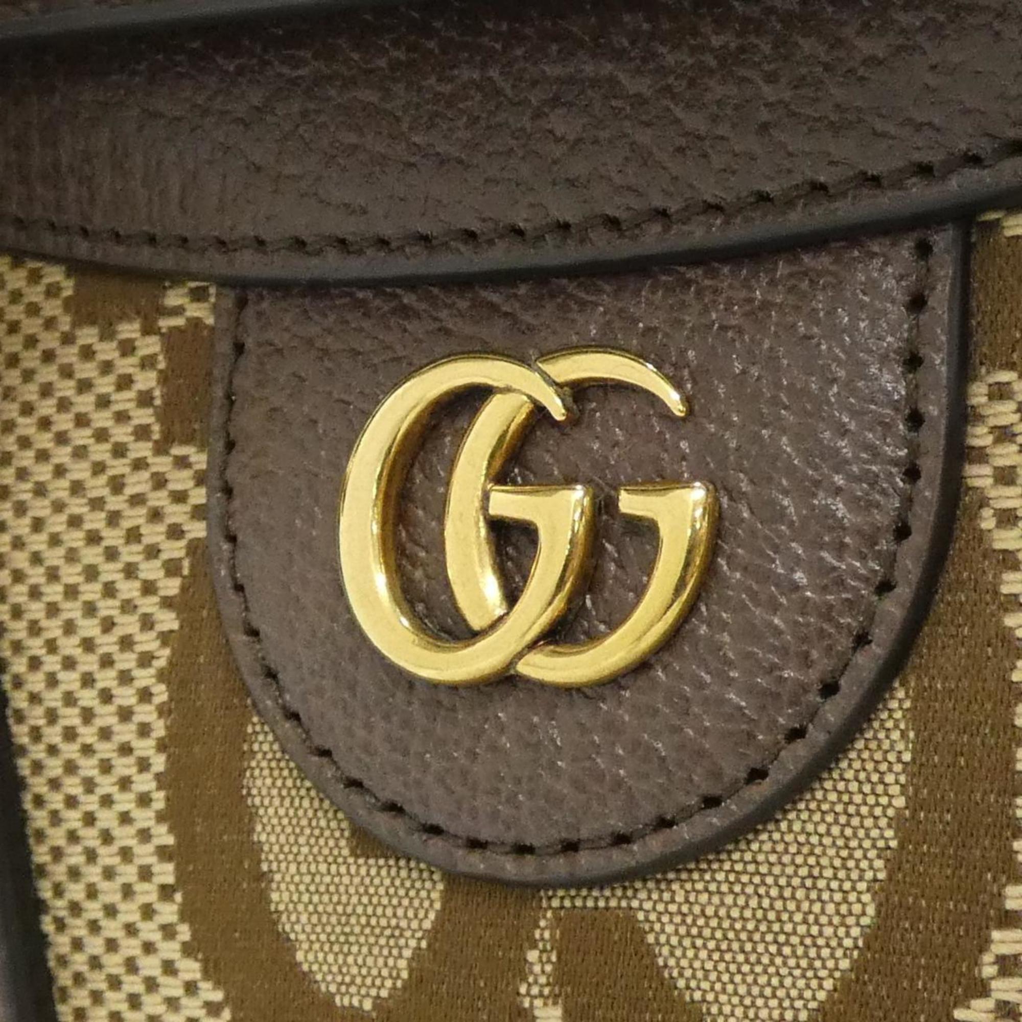 Gucci Gg Canvas Brown Camel Gg Canvas Leather Handbag (Pre-Owned)