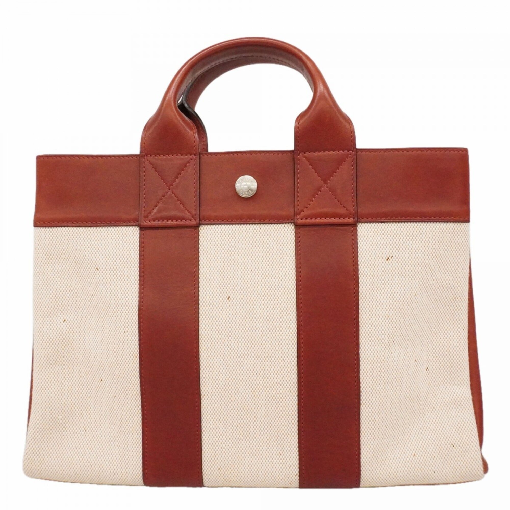 Hermes Bordeaux Toile H Leather Handbag (Pre-Owned)