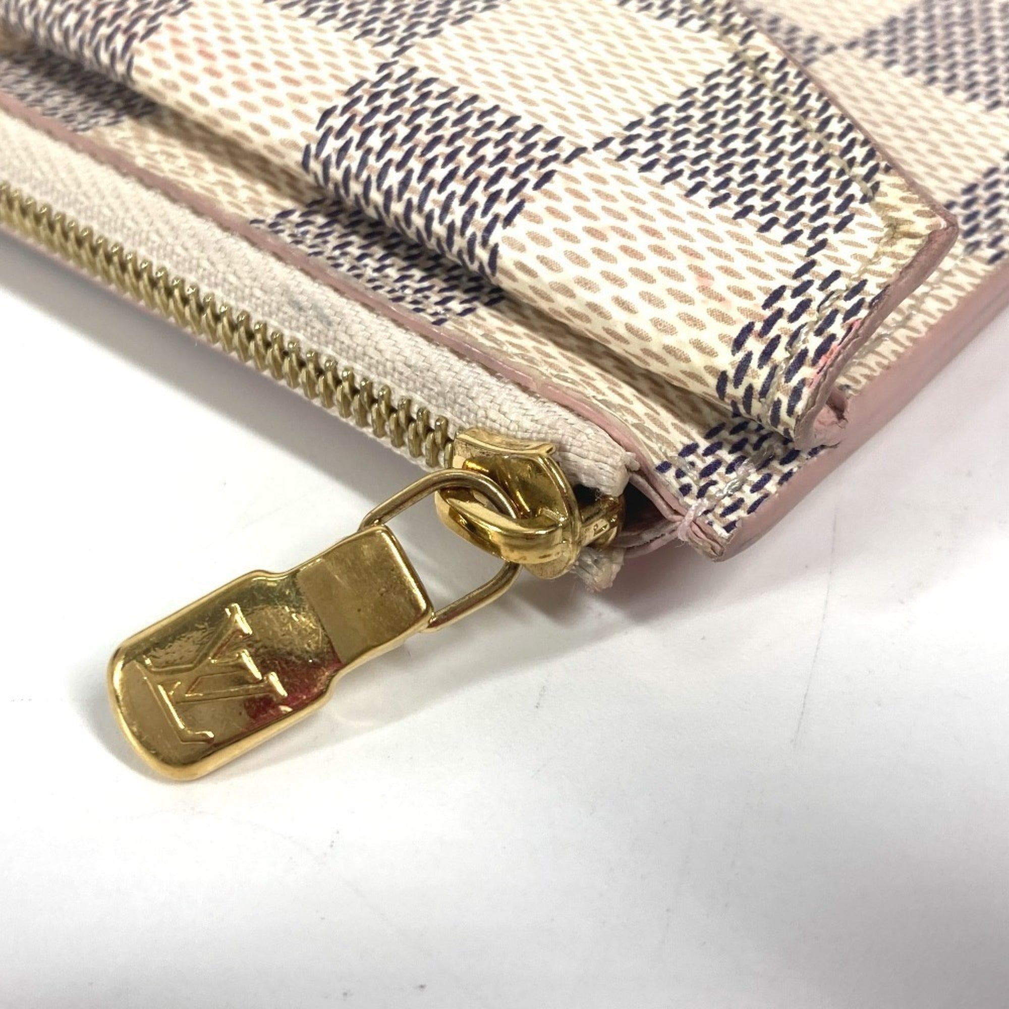 Louis Vuitton Pink White Damier Azur Coin Purse/Coin Case (Pre-Owned)