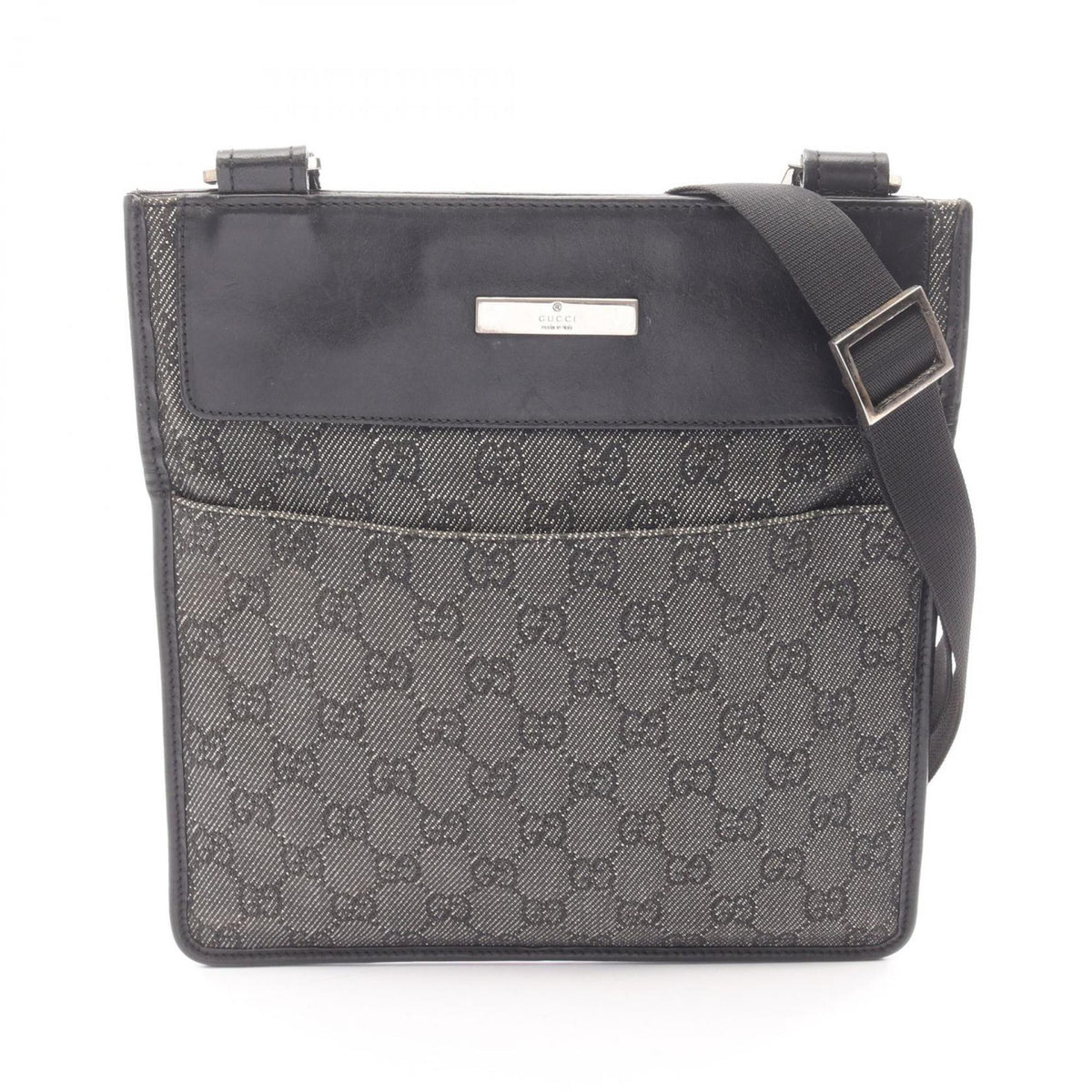 Gucci Black Denim Leather Handbag Shoulder Bag (Pre-Owned)