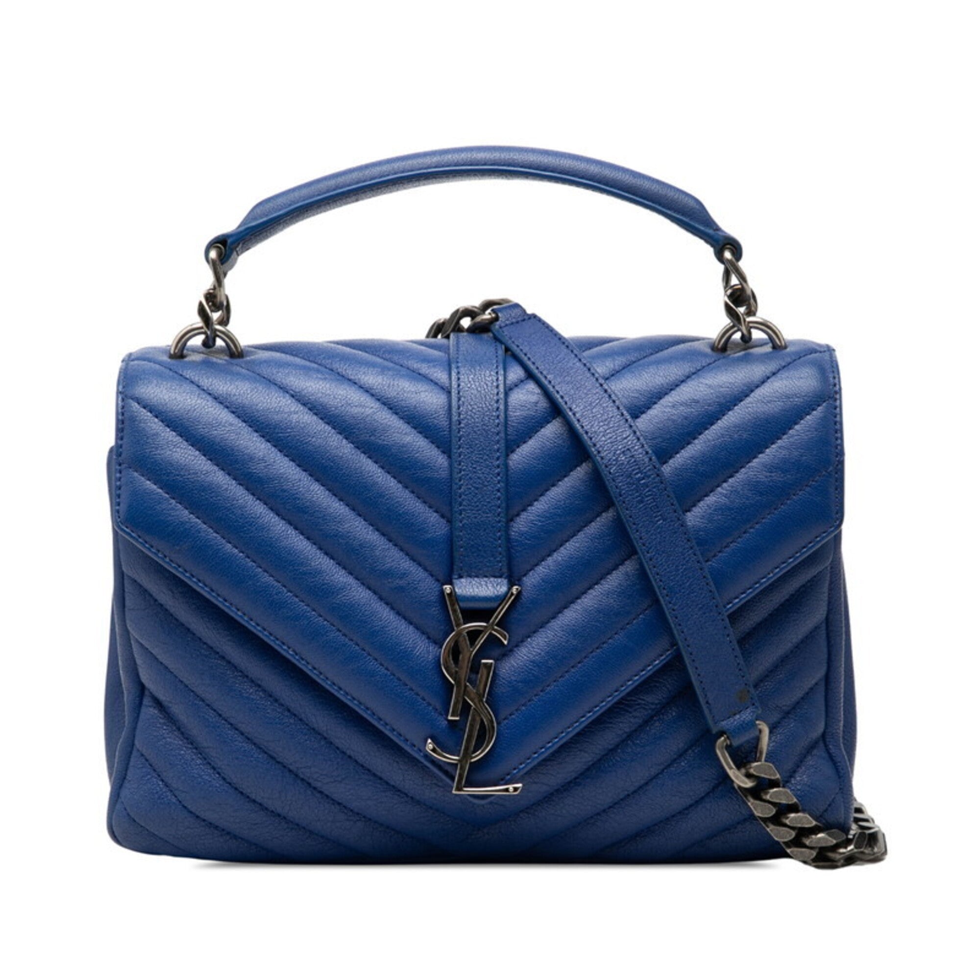 Saint Laurent Blue Leather Handbag Shoulder Bag (Pre-Owned)