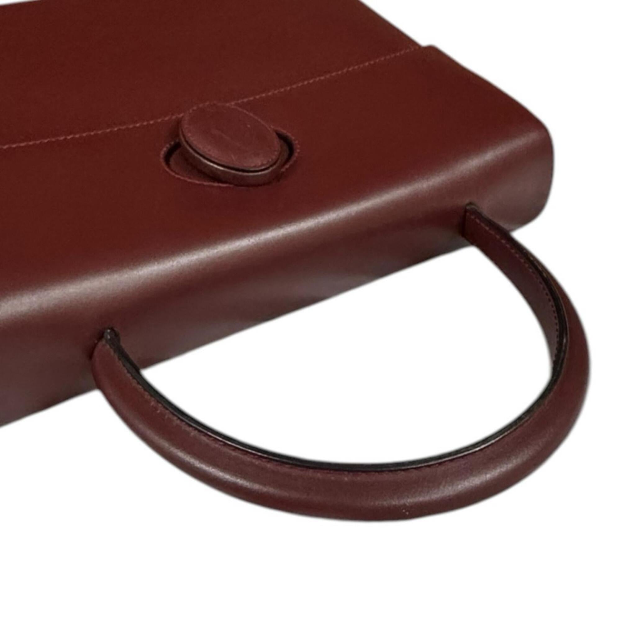 Cartier Bordeaux Red Color Leather Handbag (Pre-Owned)