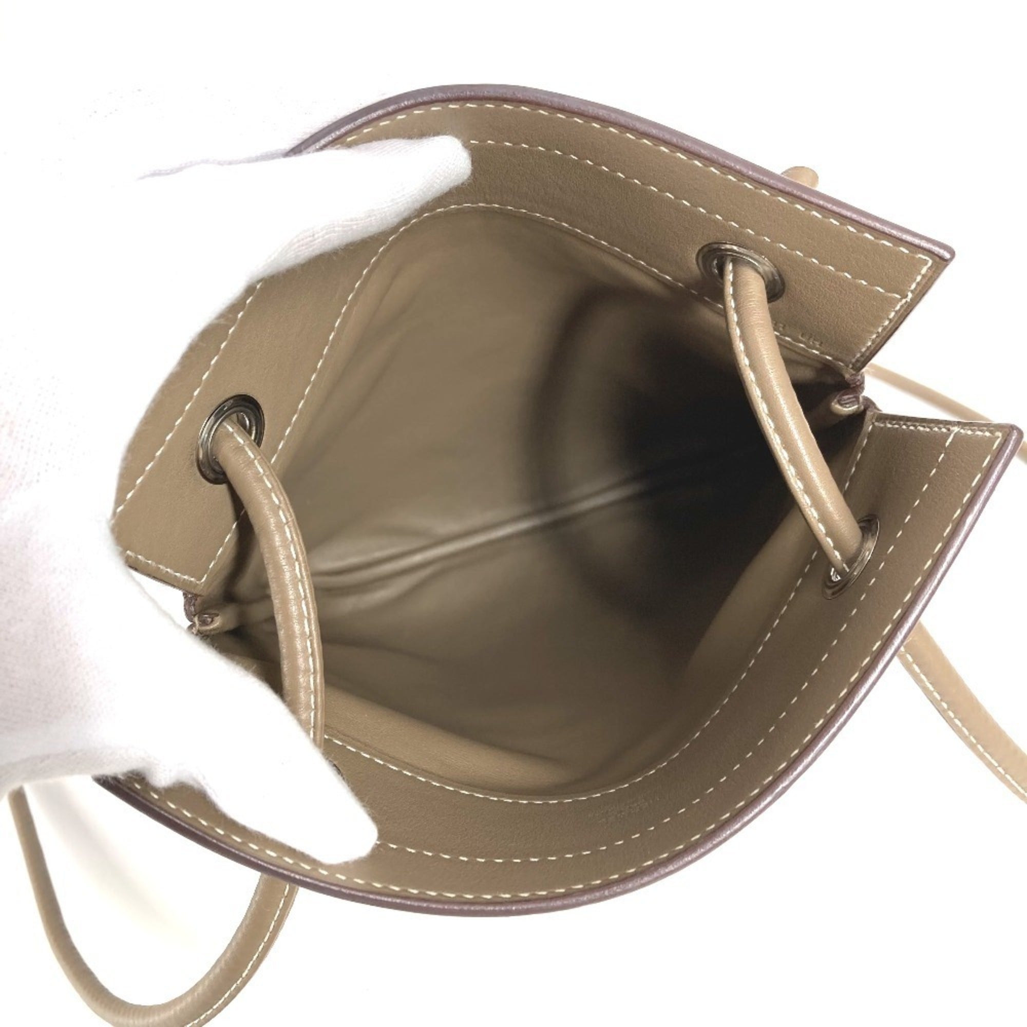Hermes Etoupe Gray Gray Leather Pochette Shoulder Bag (Pre-Owned)