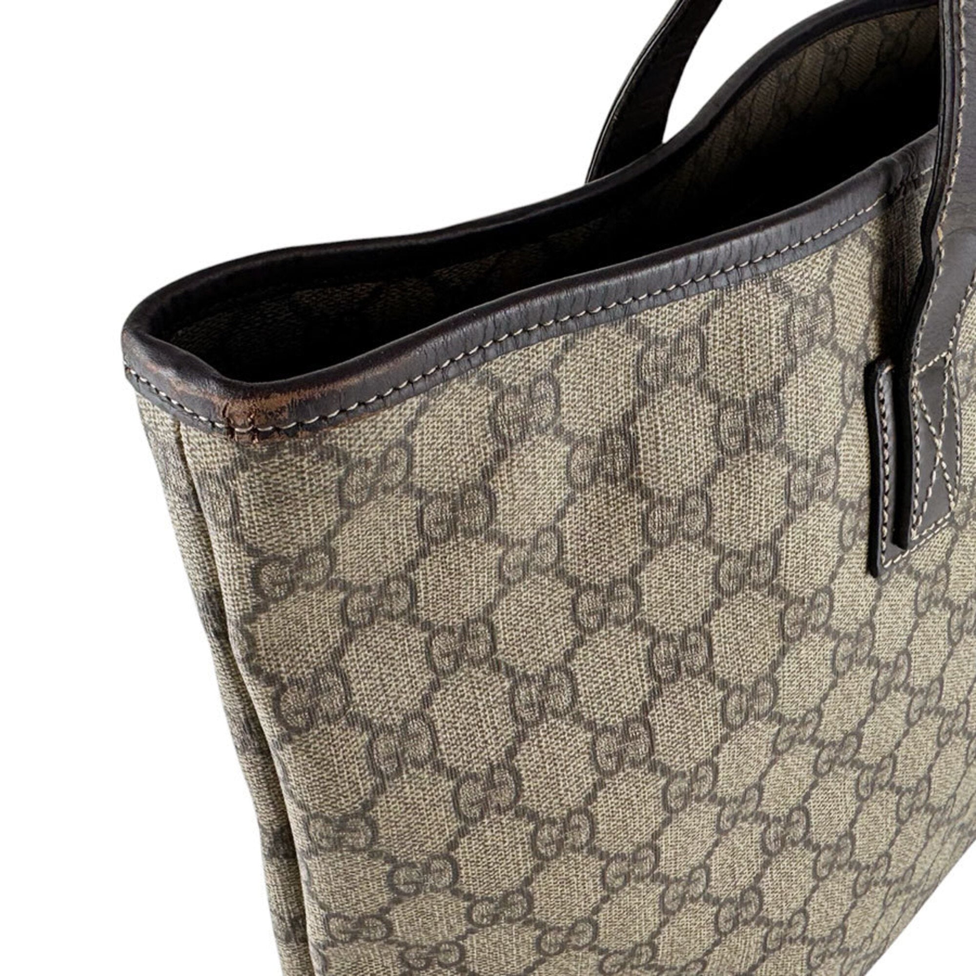 Gucci Brown Gg Supreme Canvas Tote Bag (Pre-Owned)