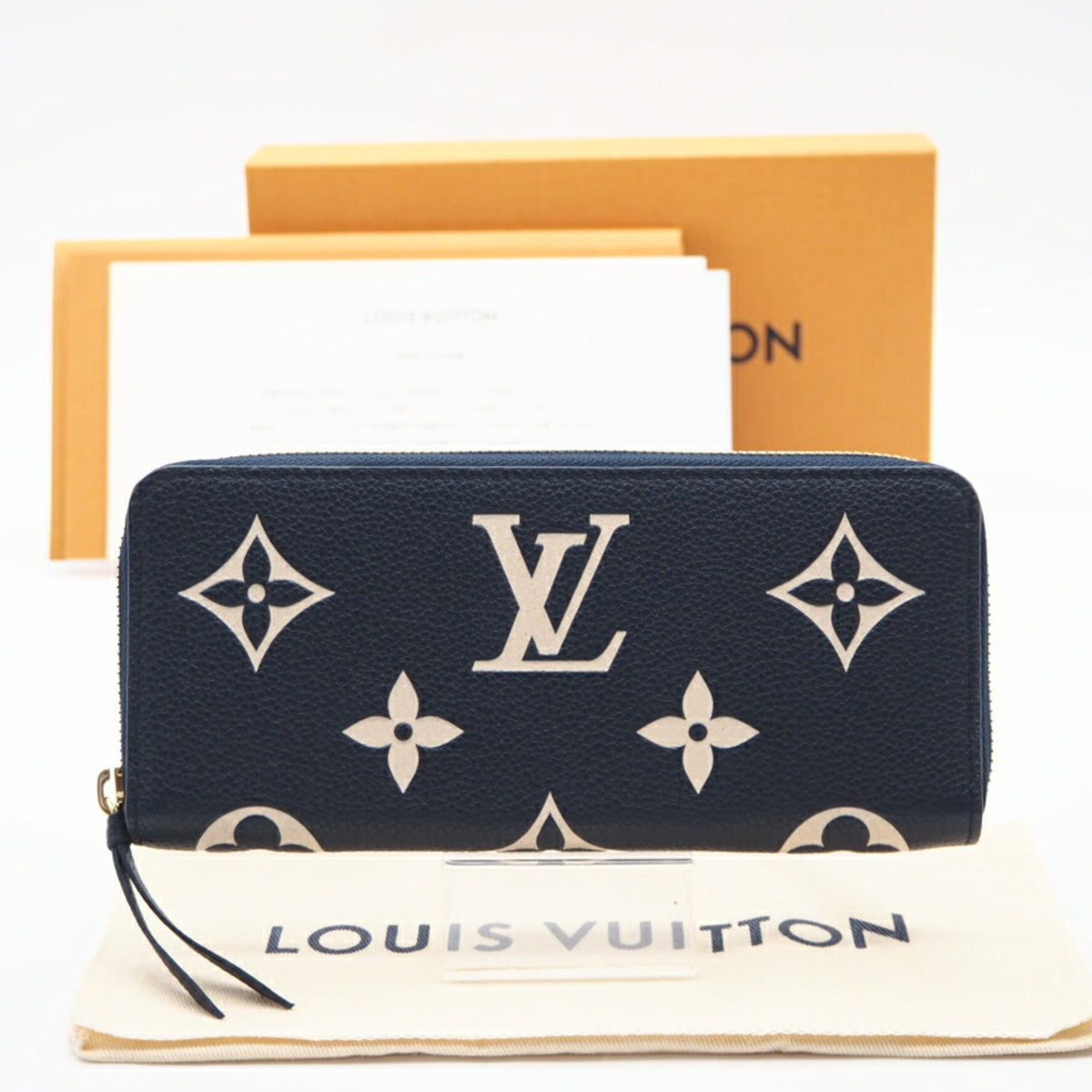 Louis Vuitton Empreinte Bicolor Navy Leather Long Wallet (Bi-Fold) (Pre-Owned)