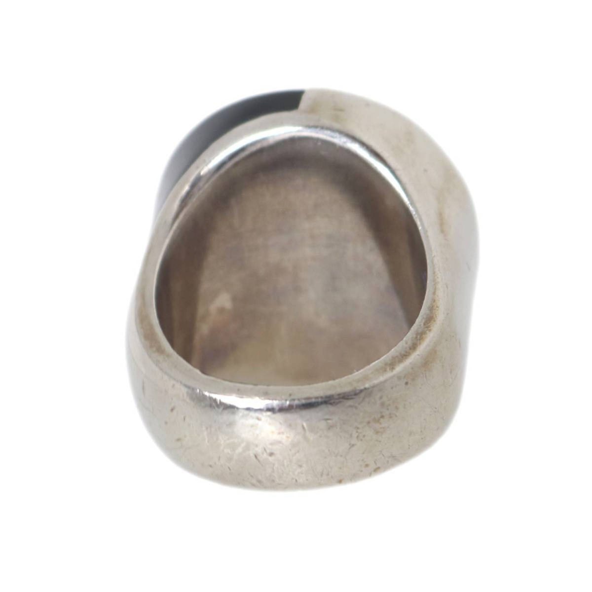 Chanel Silver Black Band Ring (Pre-Owned)