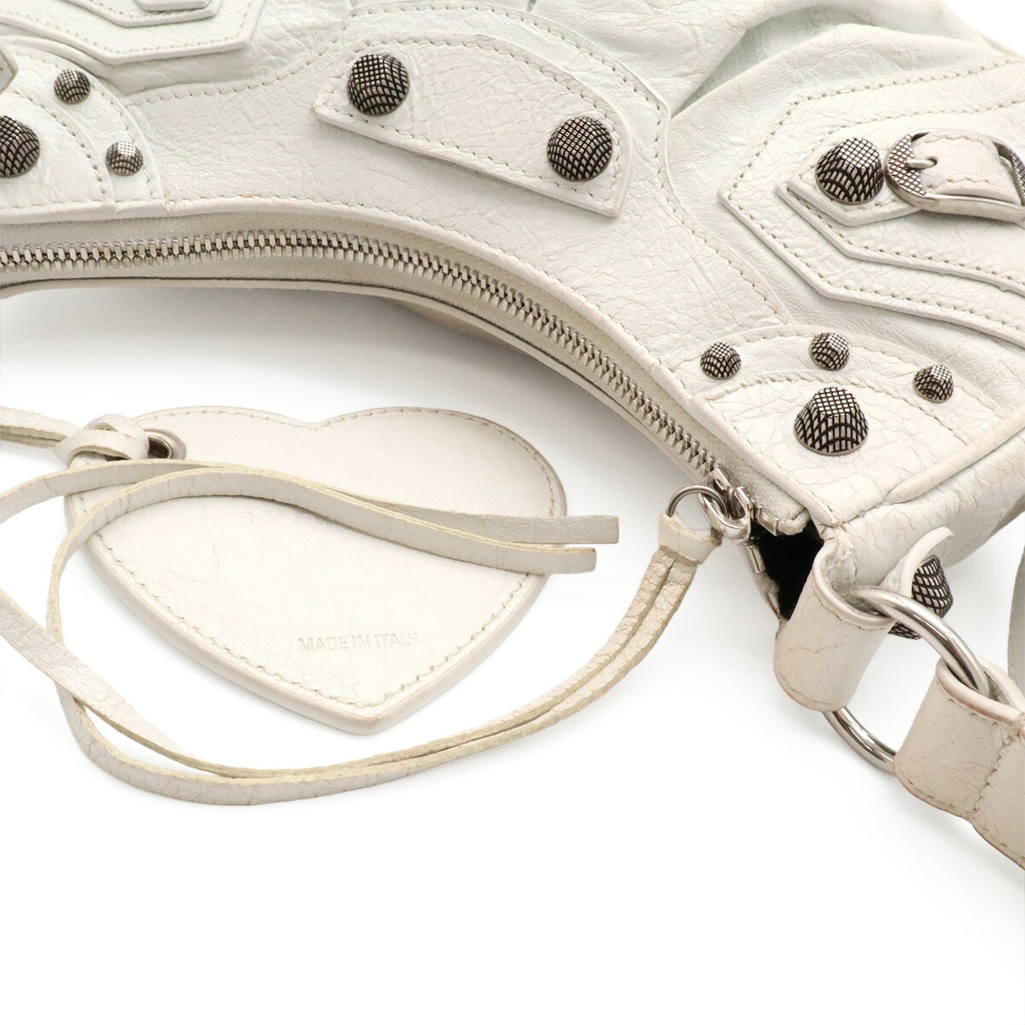 Balenciaga White Leather Handbag Pouch Shoulder Bag (Pre-Owned)