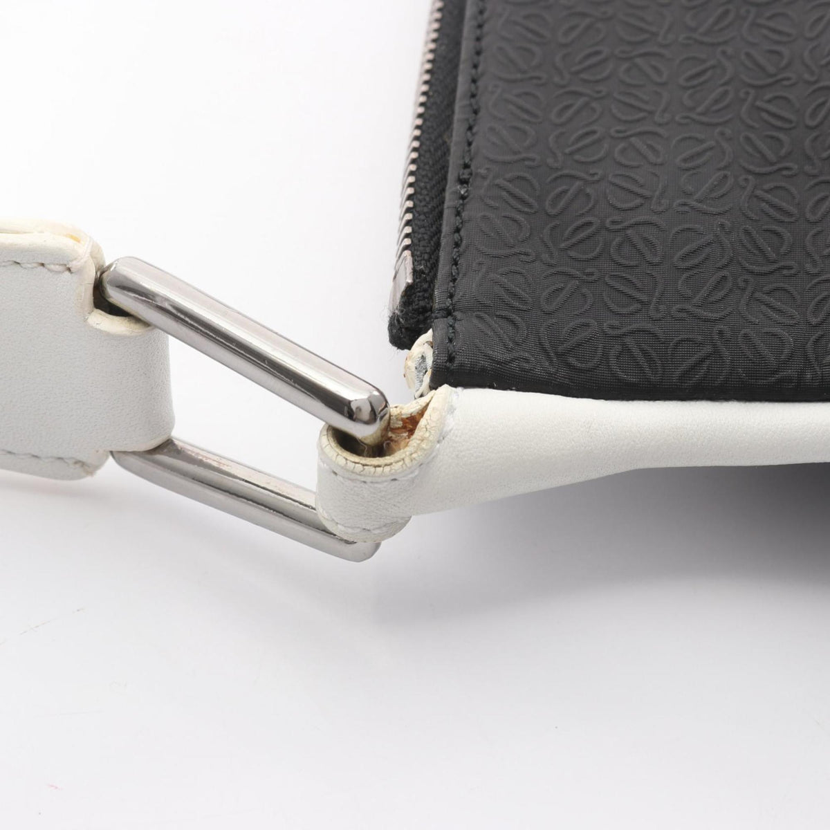 Loewe Black White Coated Canvas Leather Handbag Shoulder Bag (Pre-Owned)