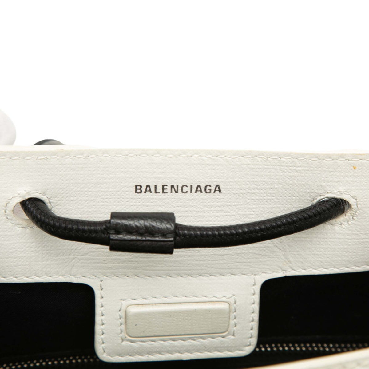 Balenciaga Black White Leather Handbag Shoulder Bag (Pre-Owned)