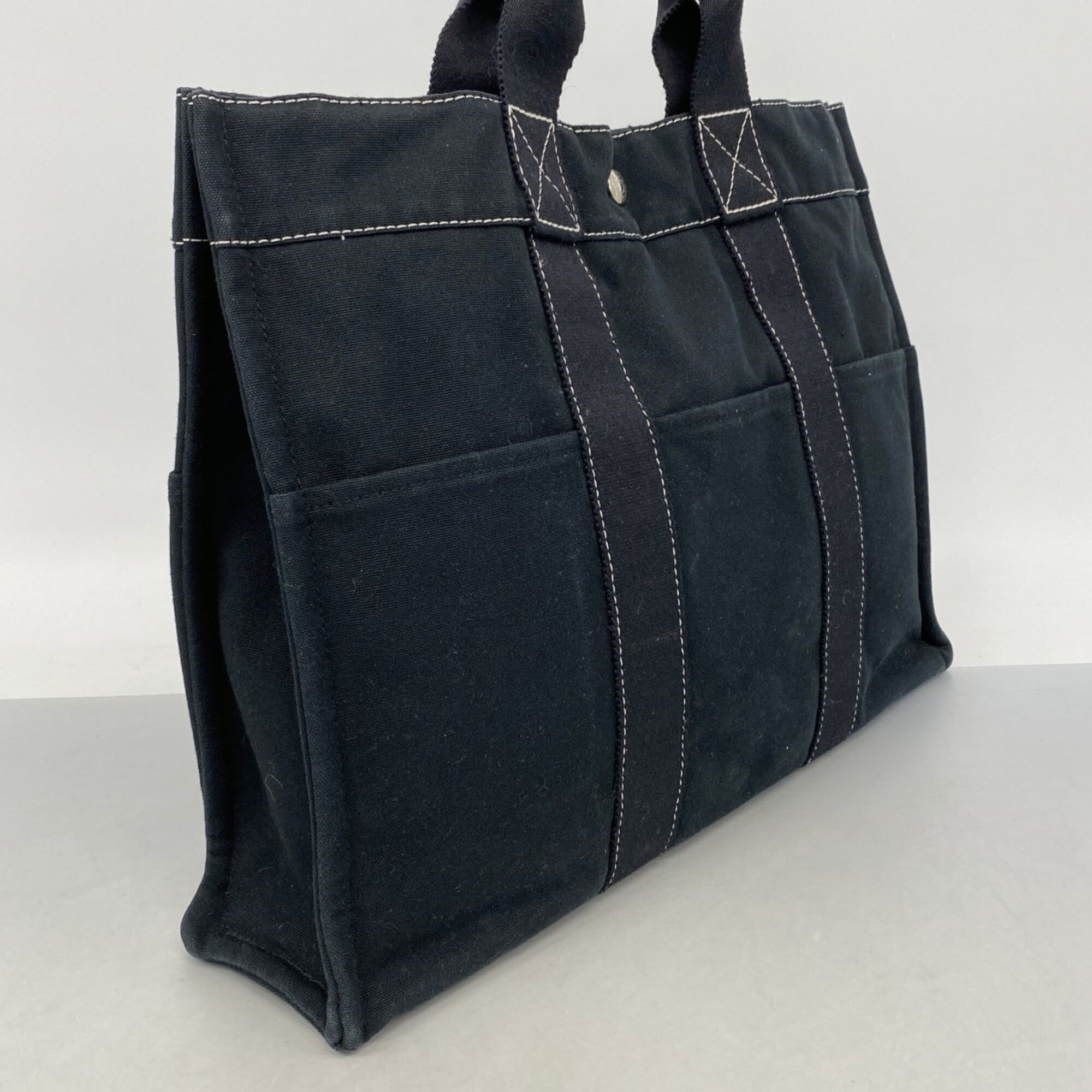 Hermes Black Canvas Tote Bag (Pre-Owned)