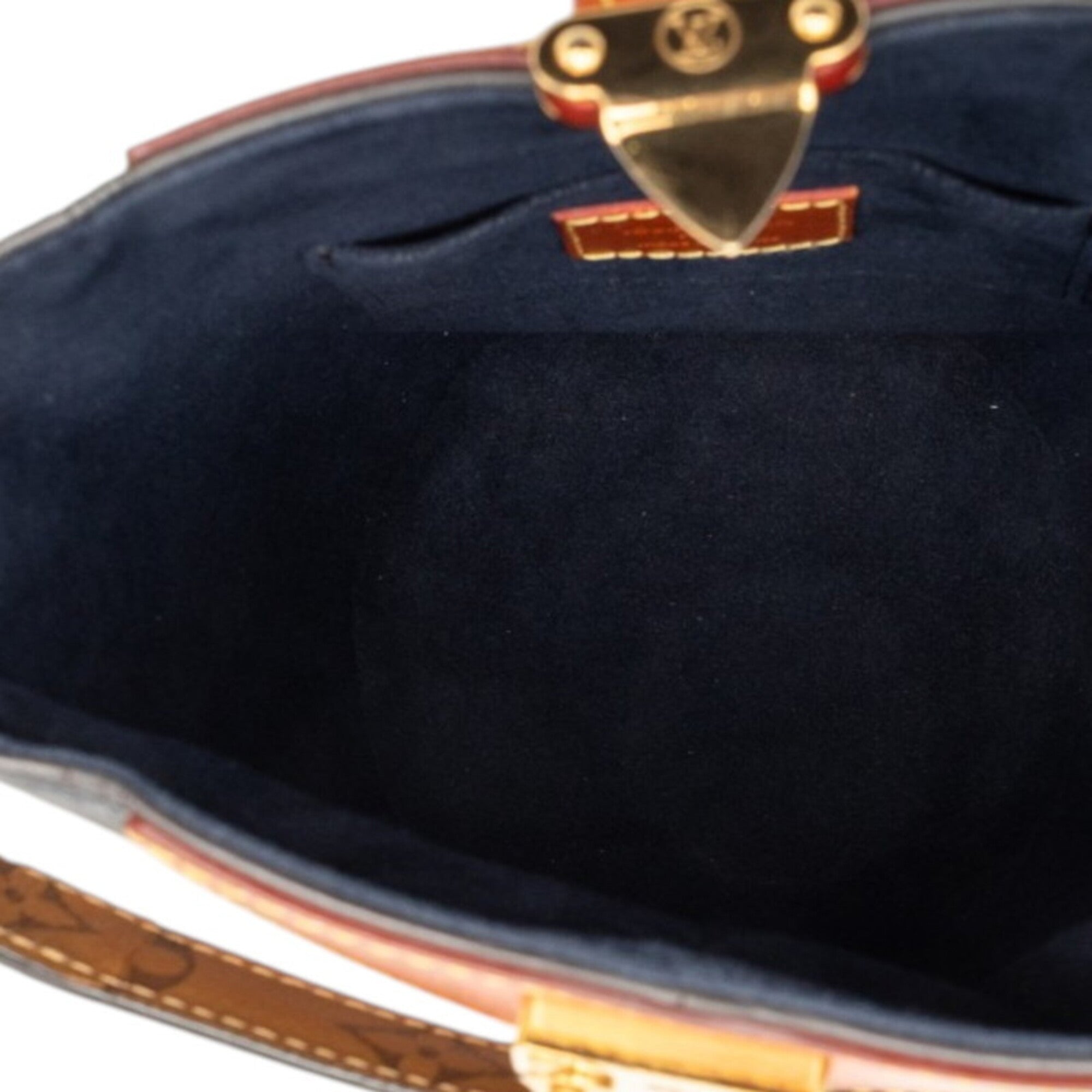 Louis Vuitton Brown Navy Leather Pvc Handbag Shoulder Bag (Pre-Owned)