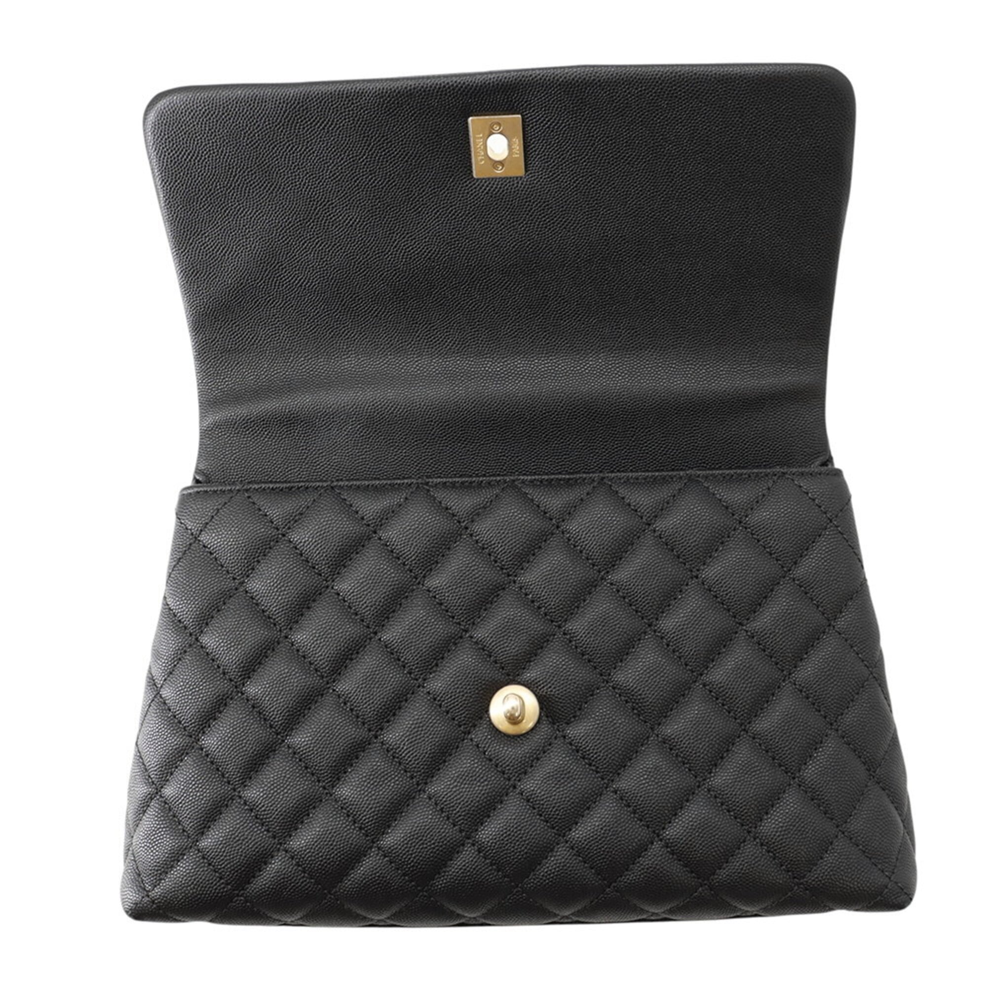 Chanel Black Grained Calfskin Handbag (Pre-Owned)