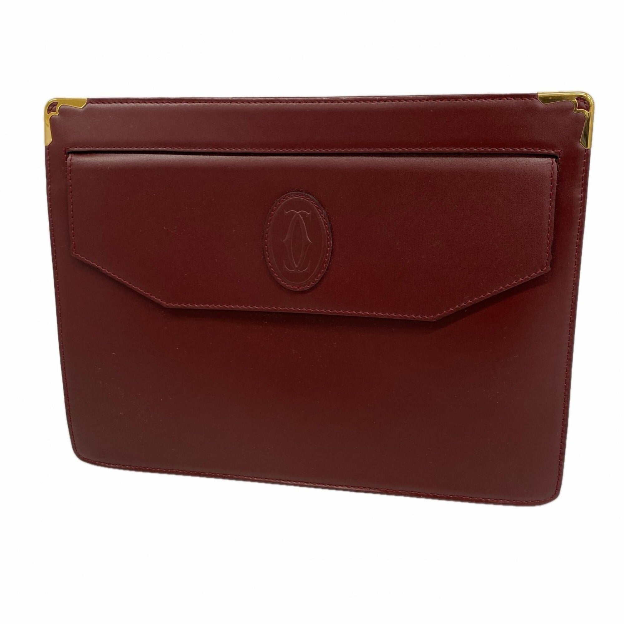 Cartier Bordeaux Leather Clutch Bag (Pre-Owned)