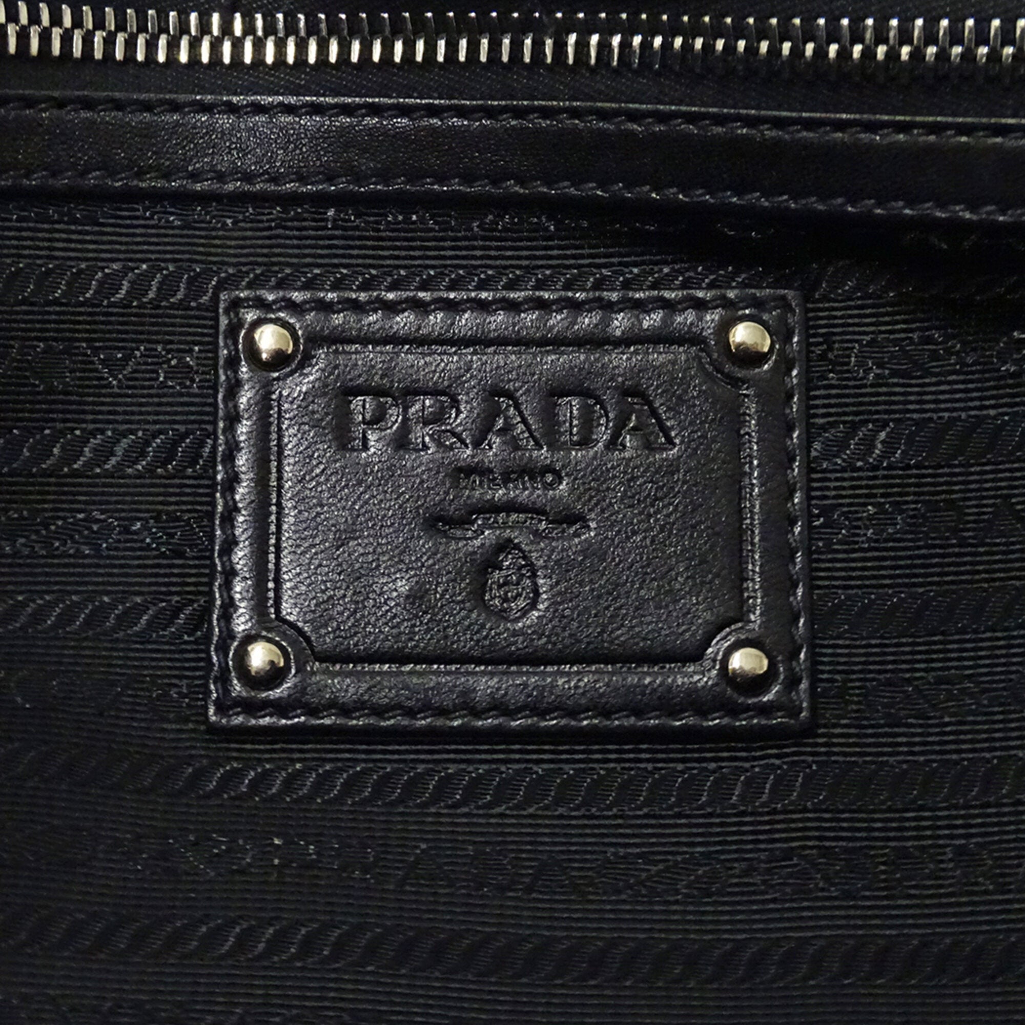 Prada Black Leather Handbag Tote Bag (Pre-Owned)