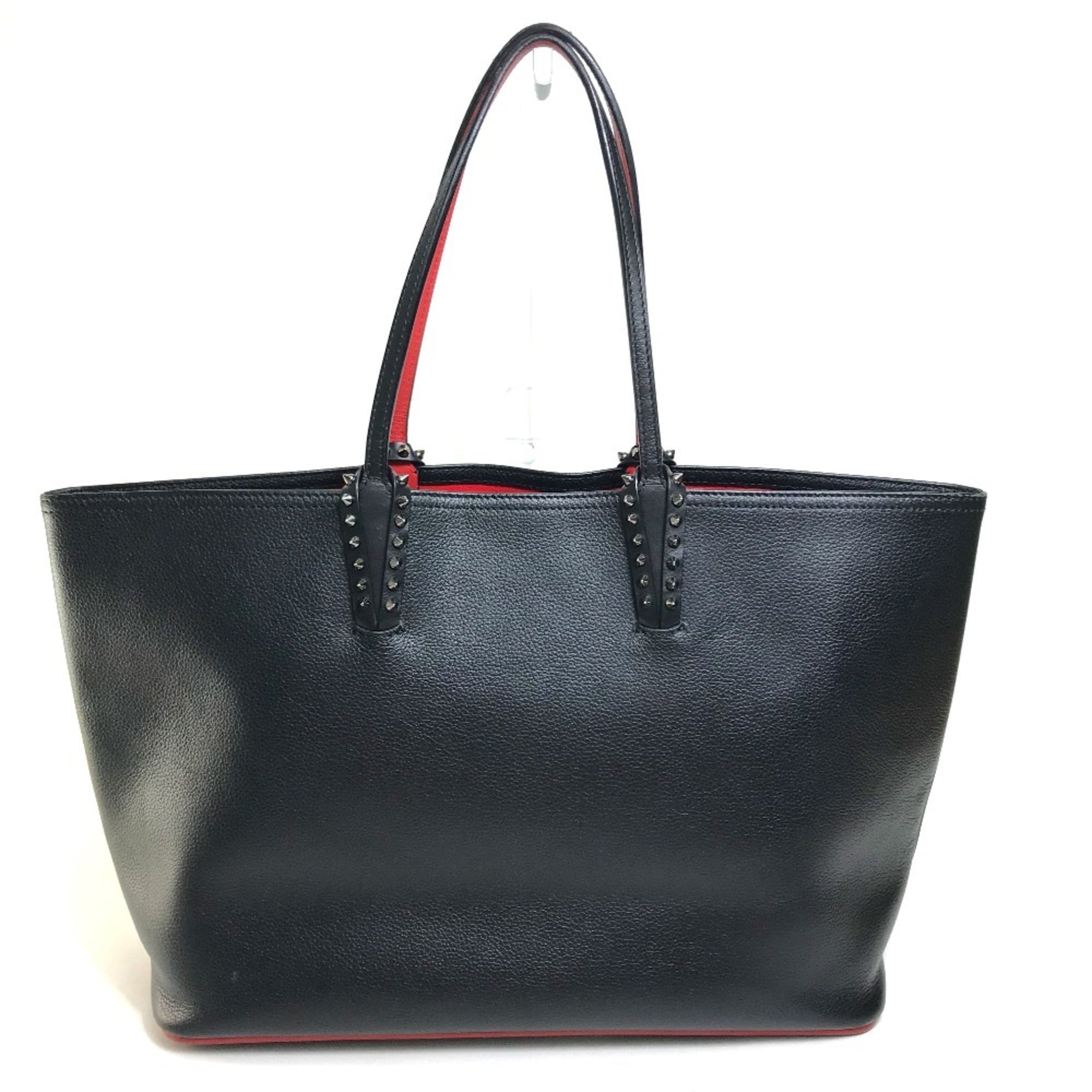 Christian Louboutin Black Red Color Leather Shoulder Bag Tote Bag (Pre-Owned)