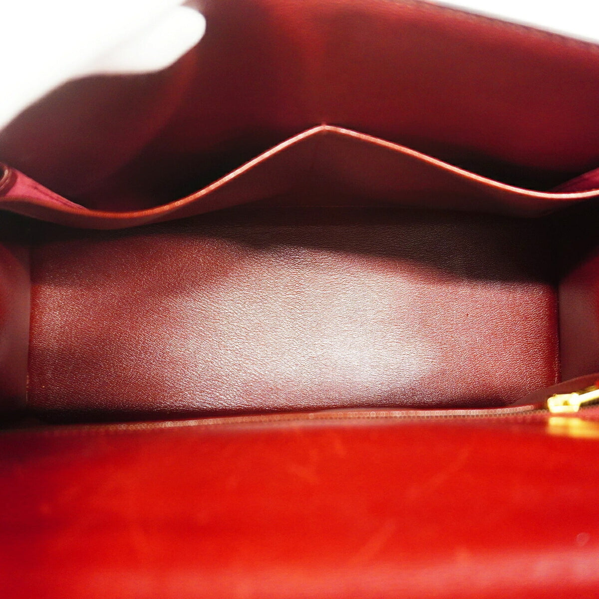 Hermes Rouge H Box Calf Leather Handbag (Pre-Owned)