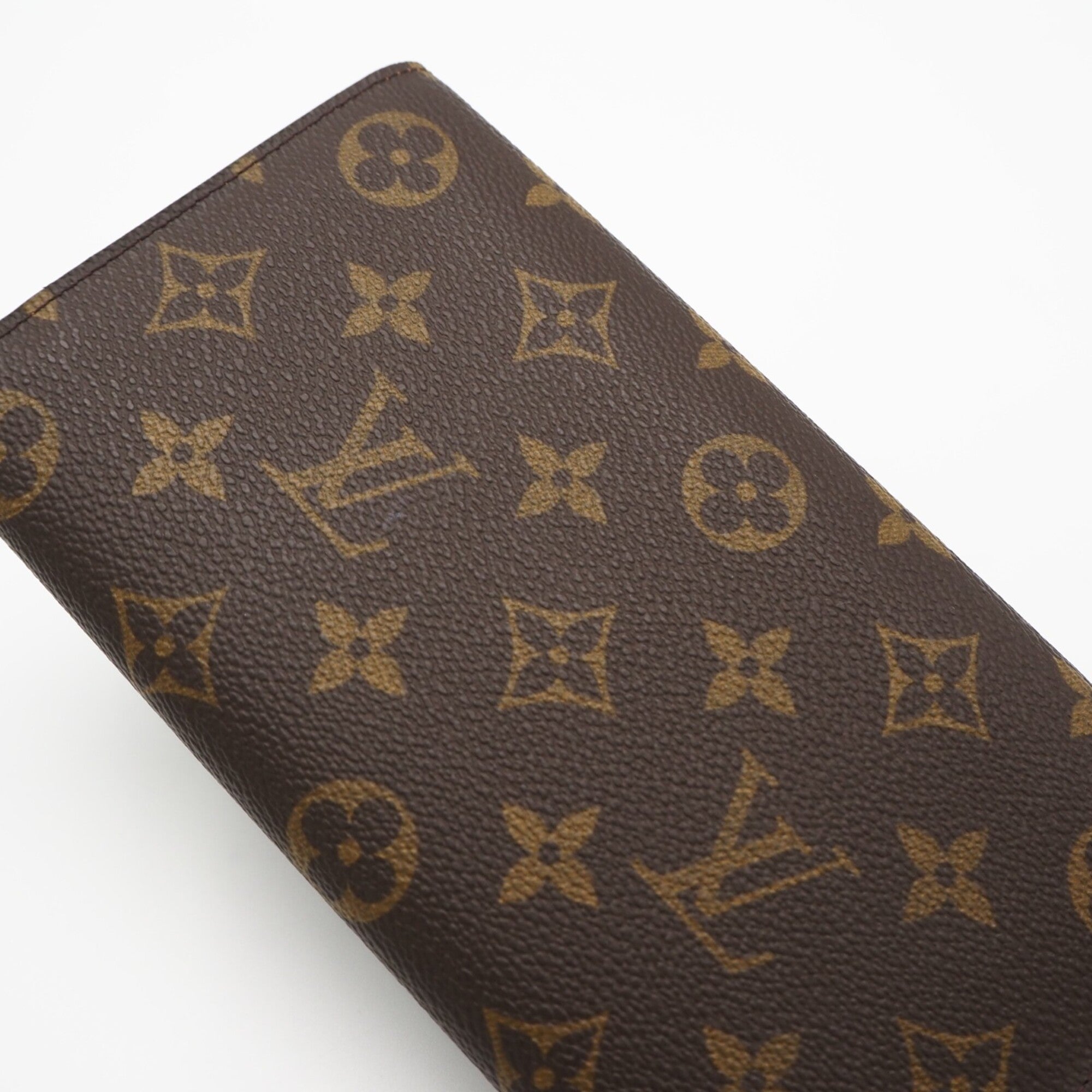 Louis Vuitton Beige Brown Coated Canvas Leather Long Wallet (Bi-Fold) (Pre-Owned)