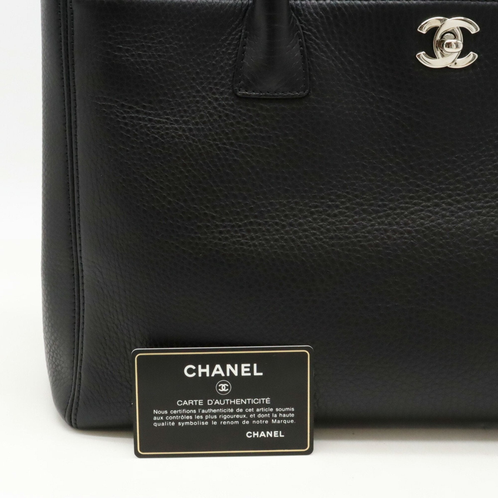 Chanel Black Leather Shoulder Bag Tote Bag (Pre-Owned)