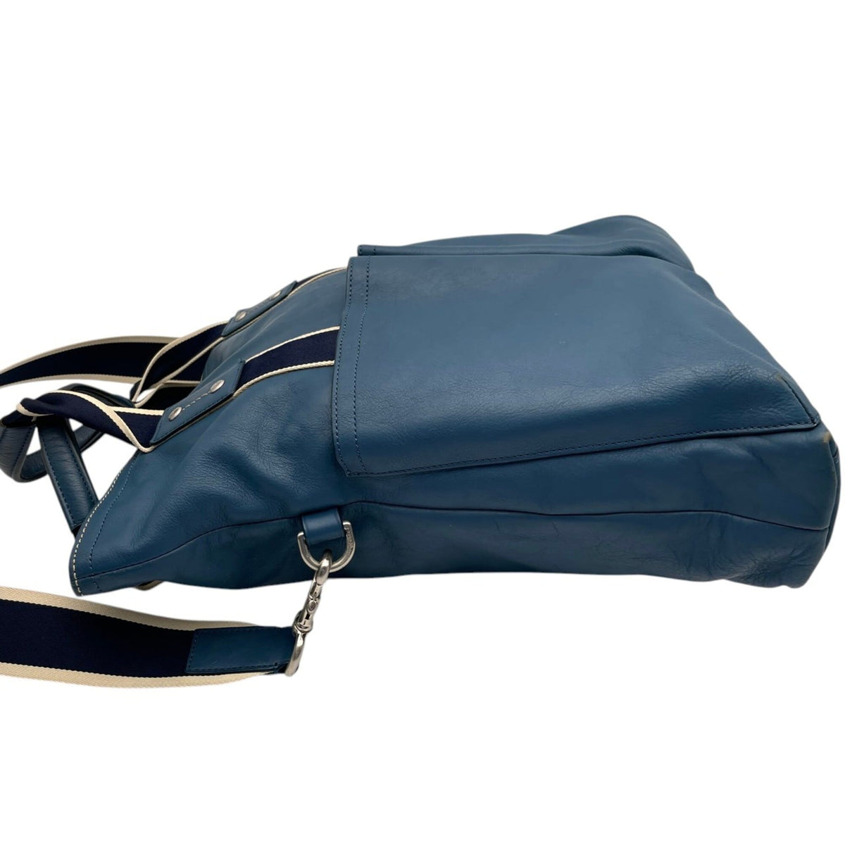 Coach Blue Navy Leather Canvas Shoulder Bag Tote Bag (Pre-Owned)