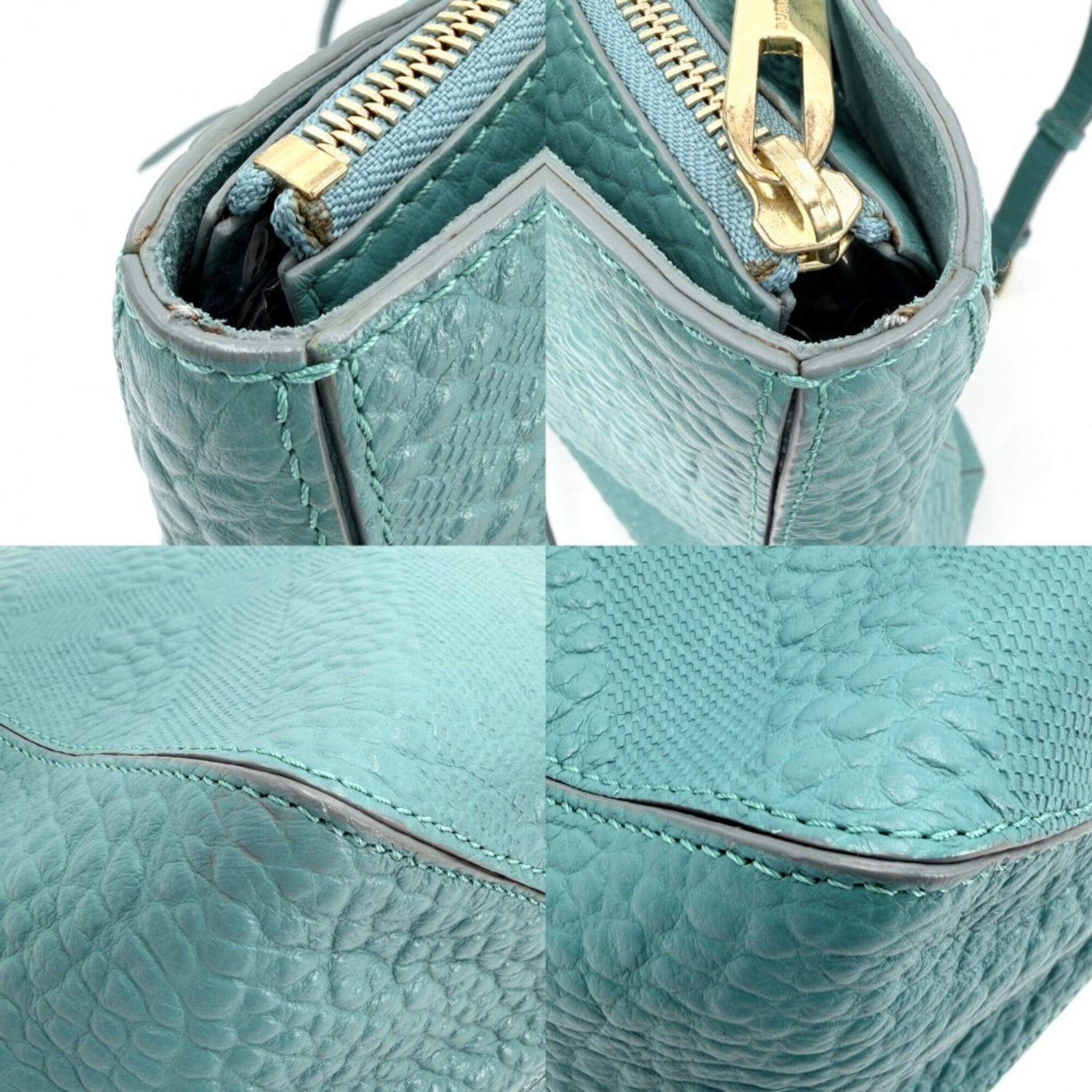 Burberry Blue Turquoise Leather Shoulder Bag Tote Bag (Pre-Owned)
