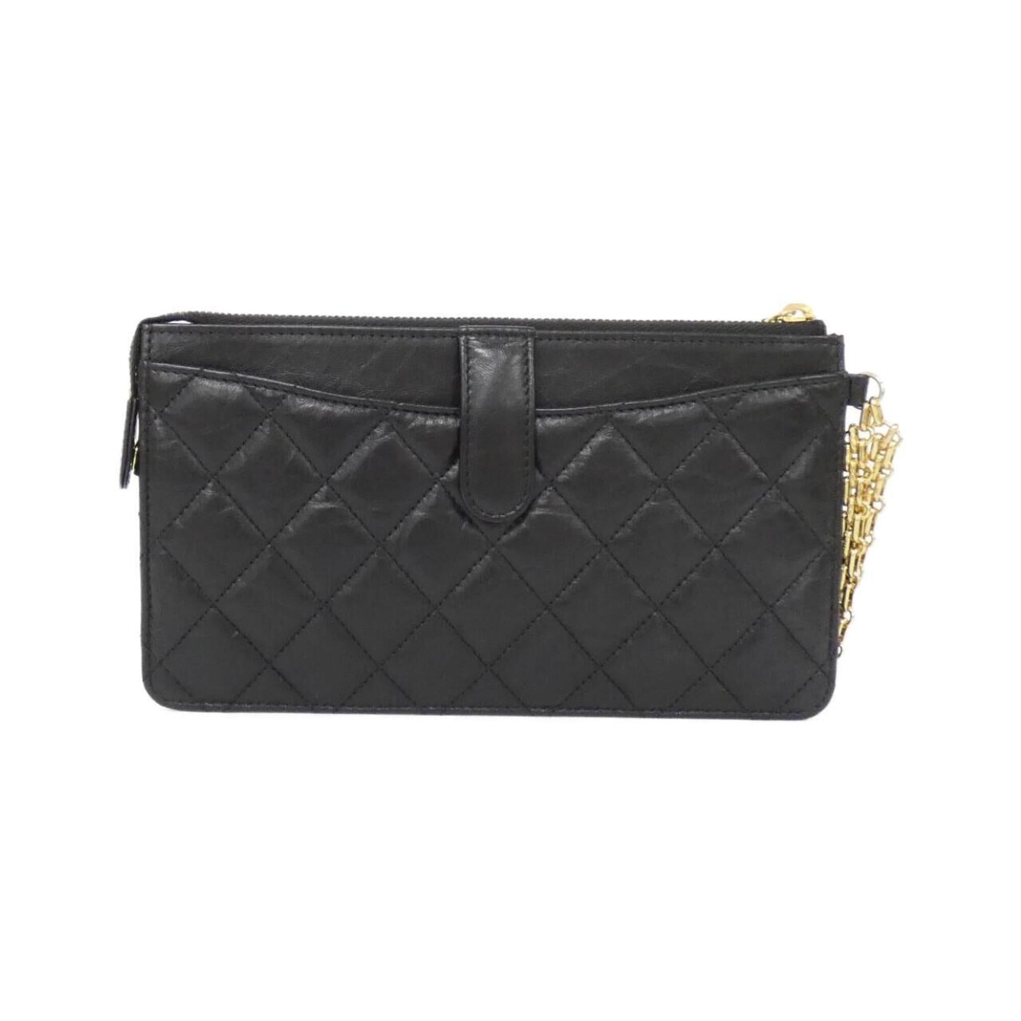 Chanel Black Leather Long Wallet (Bi-Fold) (Pre-Owned)