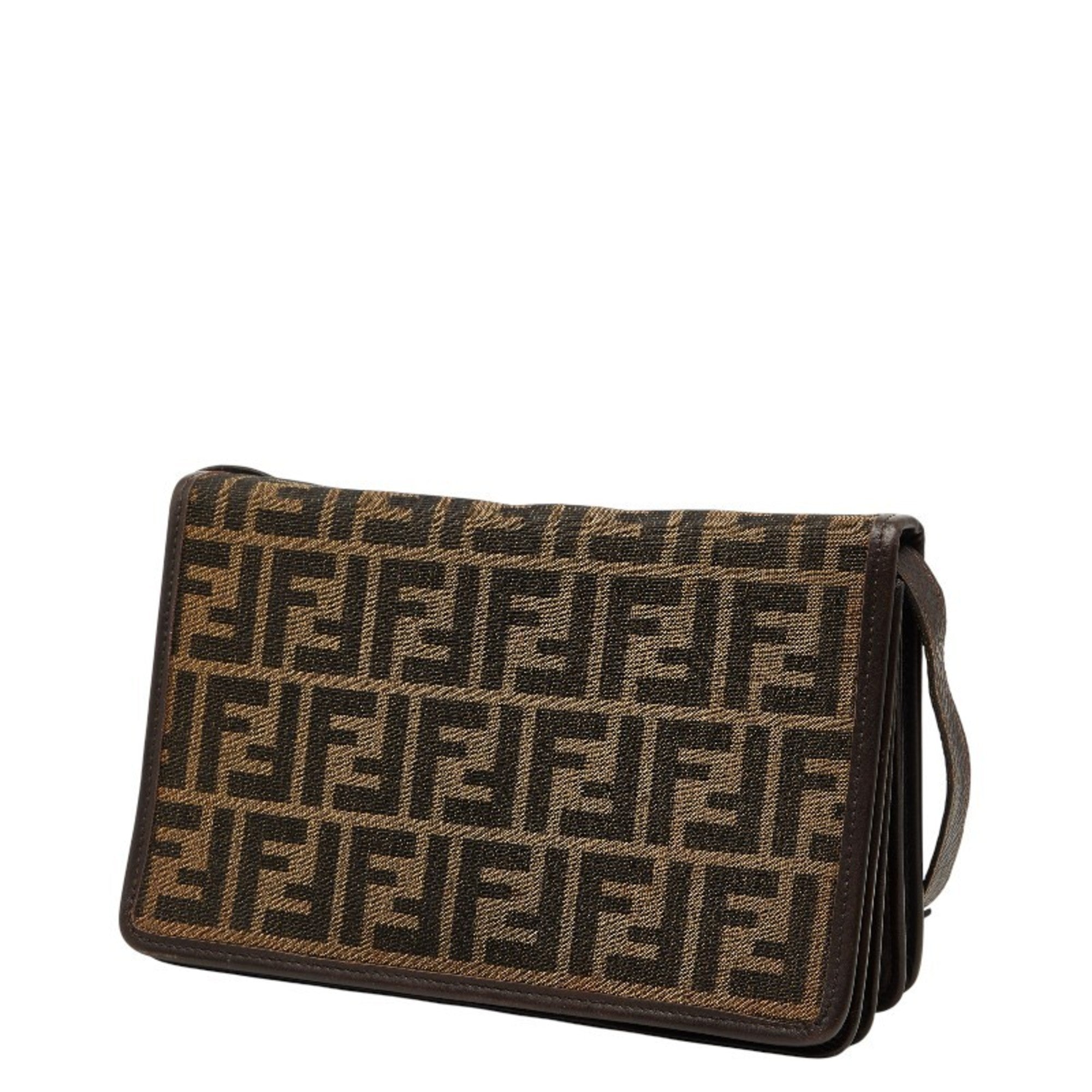 Fendi Brown Canvas Leather Shoulder Bag (Pre-Owned)