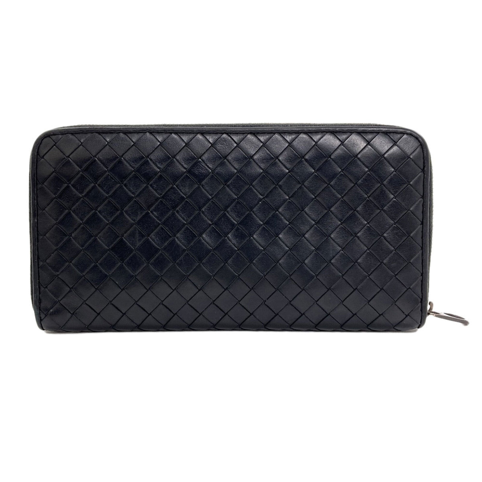 Bottega Veneta Black Leather Long Wallet (Bi-Fold) (Pre-Owned)