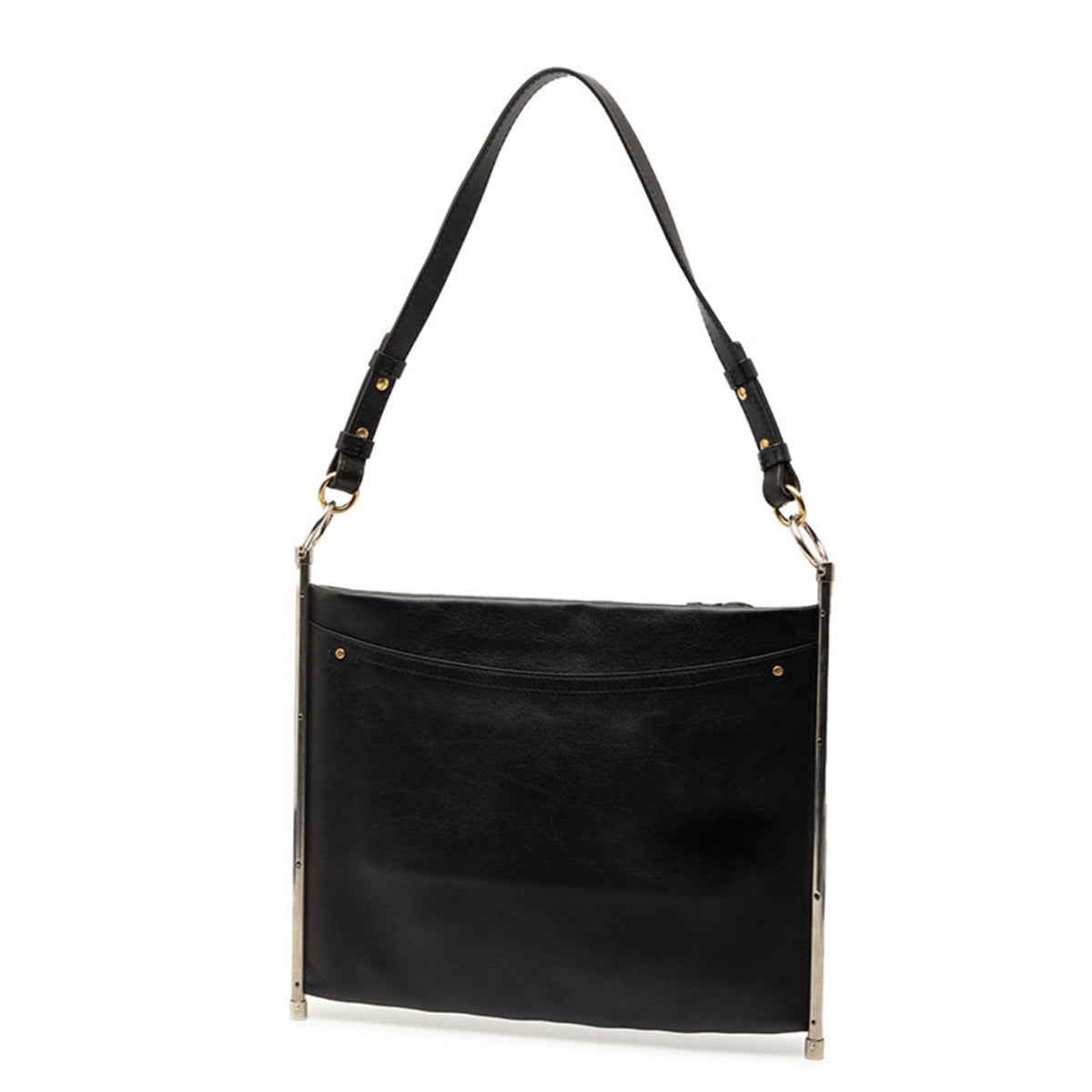 Chloé Black Leather Metal Handbag Shoulder Bag (Pre-Owned)