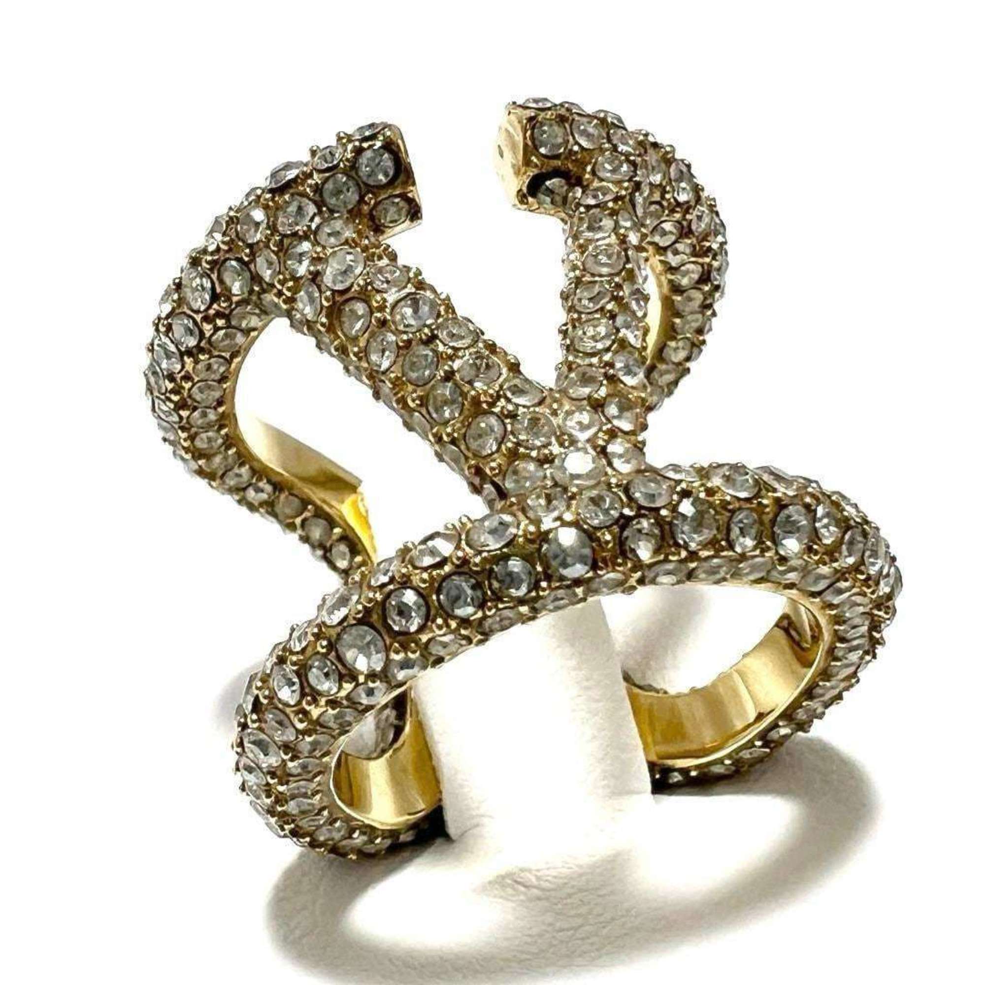 Valentino Gold Metal Rhinestone Band Ring (Pre-Owned)