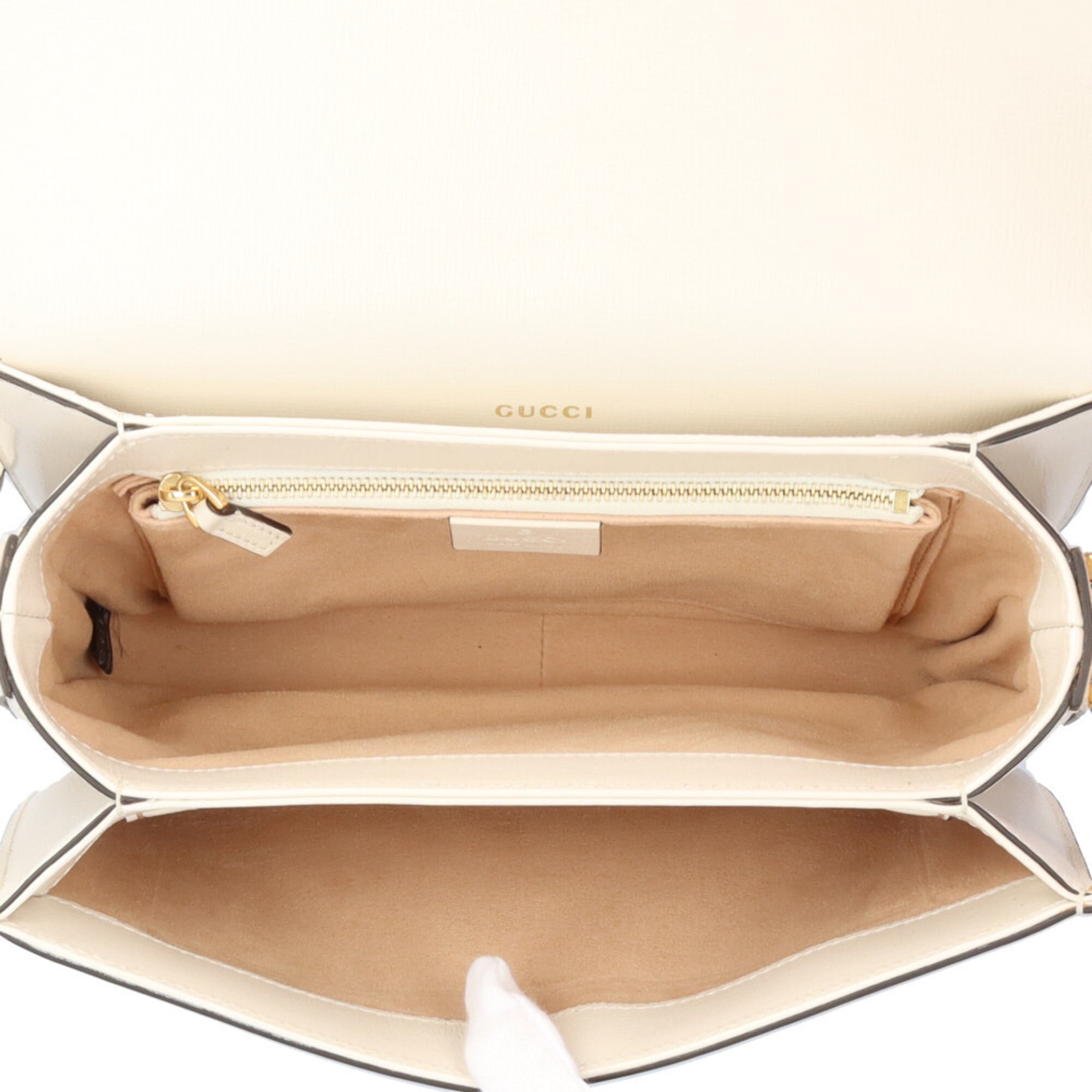 Gucci Horsebit Beige White Gg Supreme Canvas Leather Shoulder Bag (Pre-Owned)