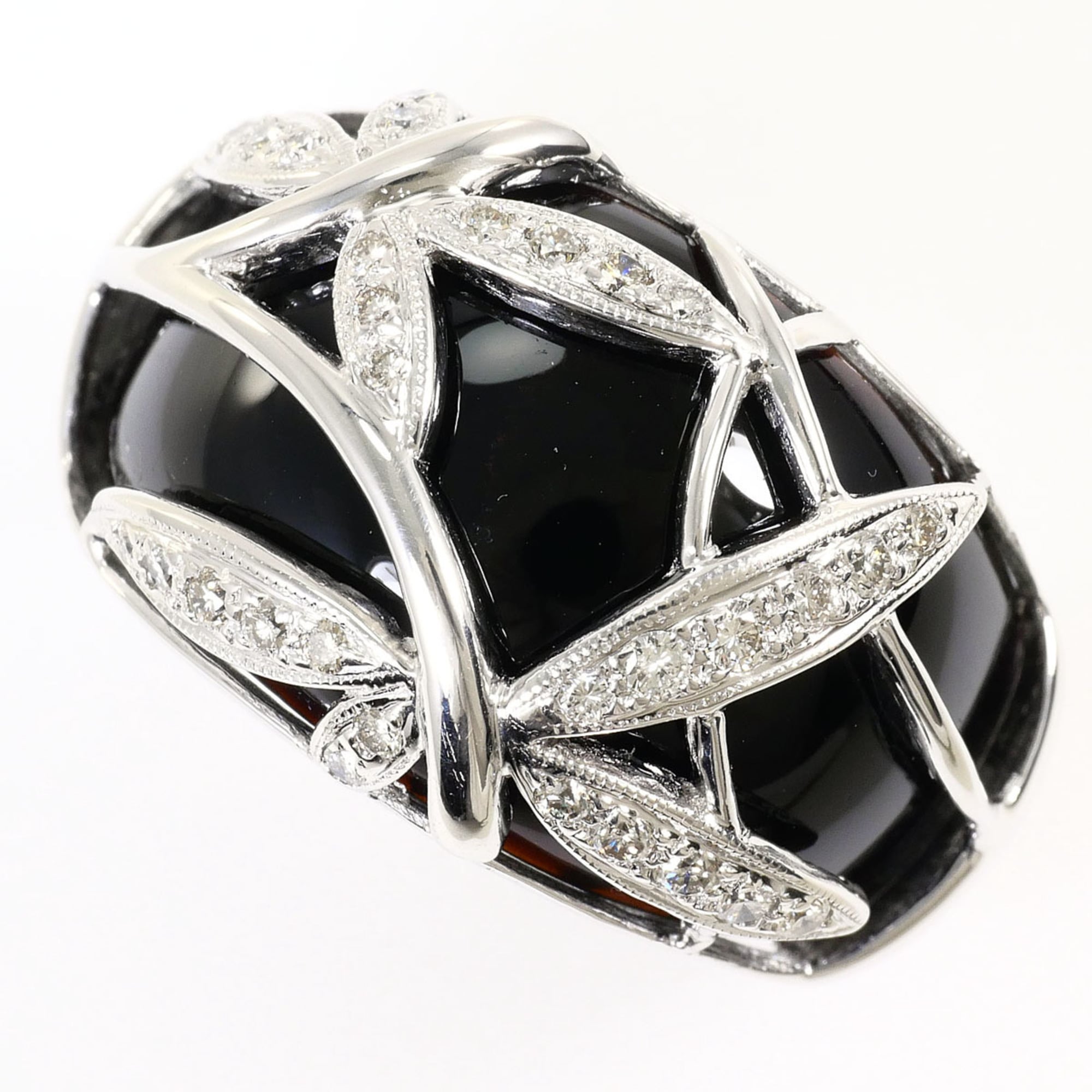 Unbranded Black White Gold White Gold (18K) Band Ring (Pre-Owned)
