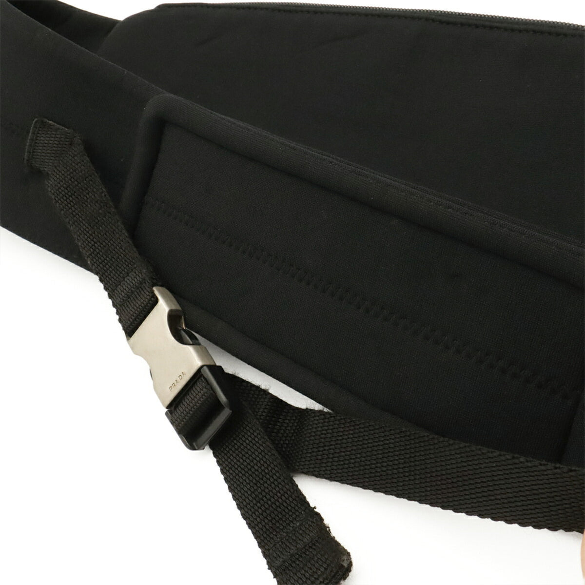 Prada Black Nero Mesh Neoprene Fanny Pack Sling Bag (Pre-Owned)