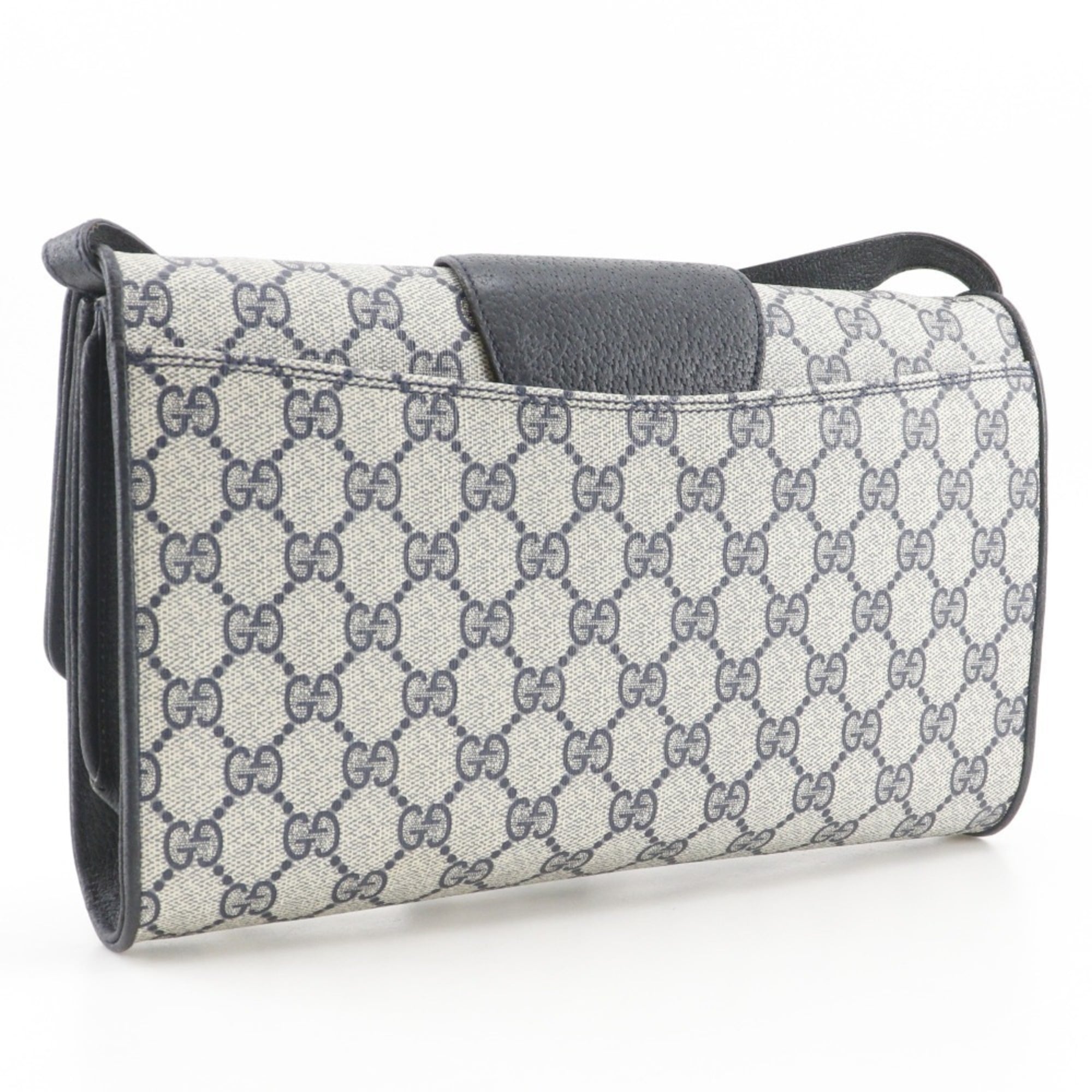 Gucci Gray Navy Gg Plus Shoulder Bag (Pre-Owned)