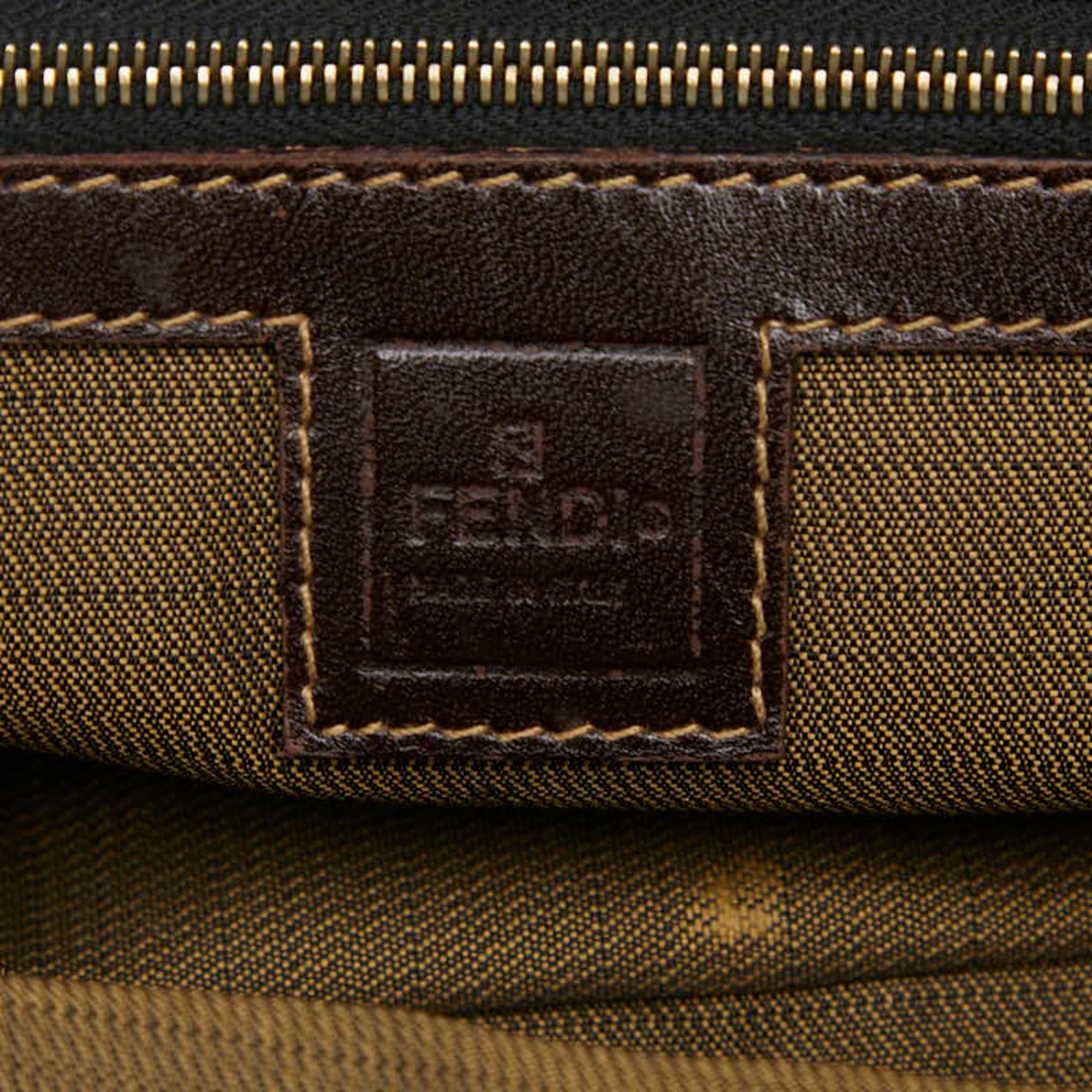 Fendi Black Brown Canvas Leather Handbag (Pre-Owned)