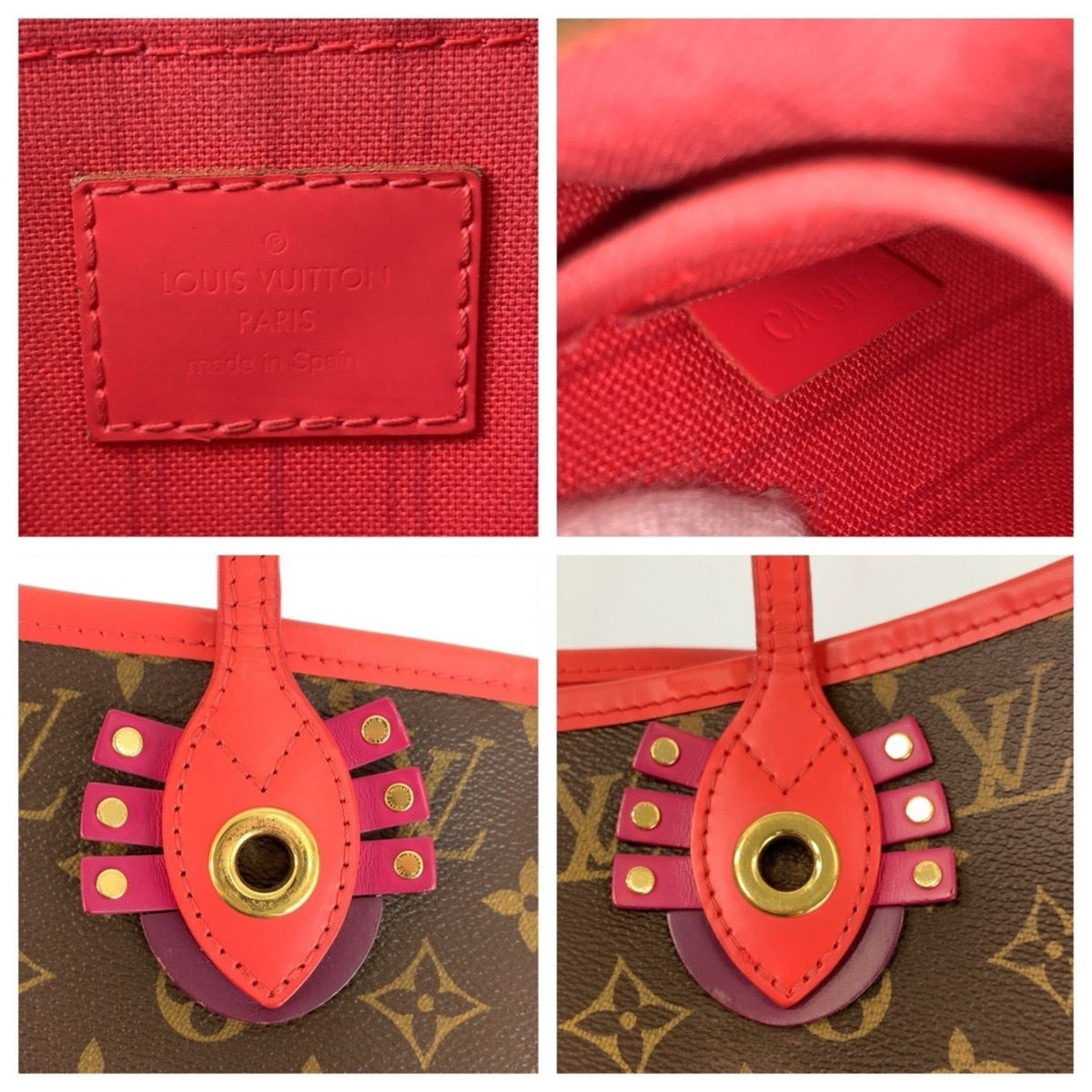 Louis Vuitton Brown Monogram Red Color Monogram Shoulder Bag Tote Bag (Pre-Owned)